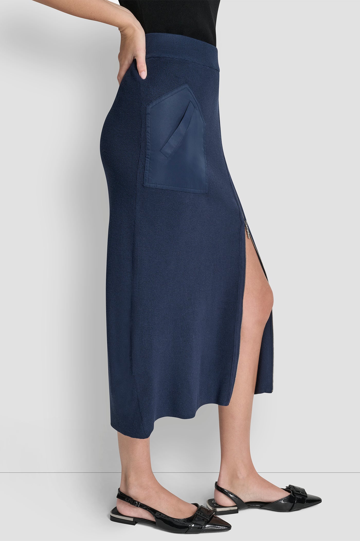 ZIP DETAILED MIDI SWEATER SKIRT VIEW 6 | HOLIDAY COLLECTION