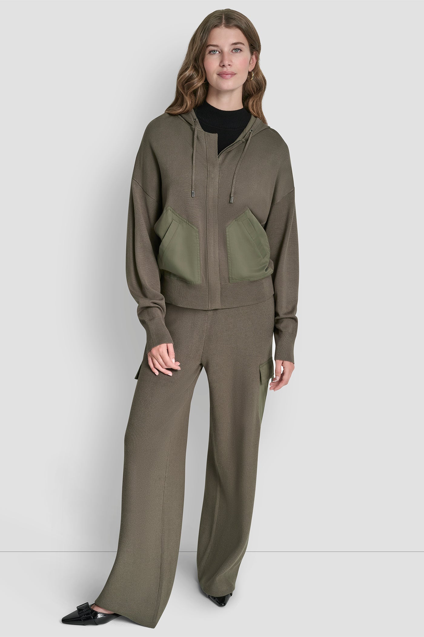 DROP SHOULDER ZIP UP HOODIE VIEW 5 | Jackets & Trench Coats