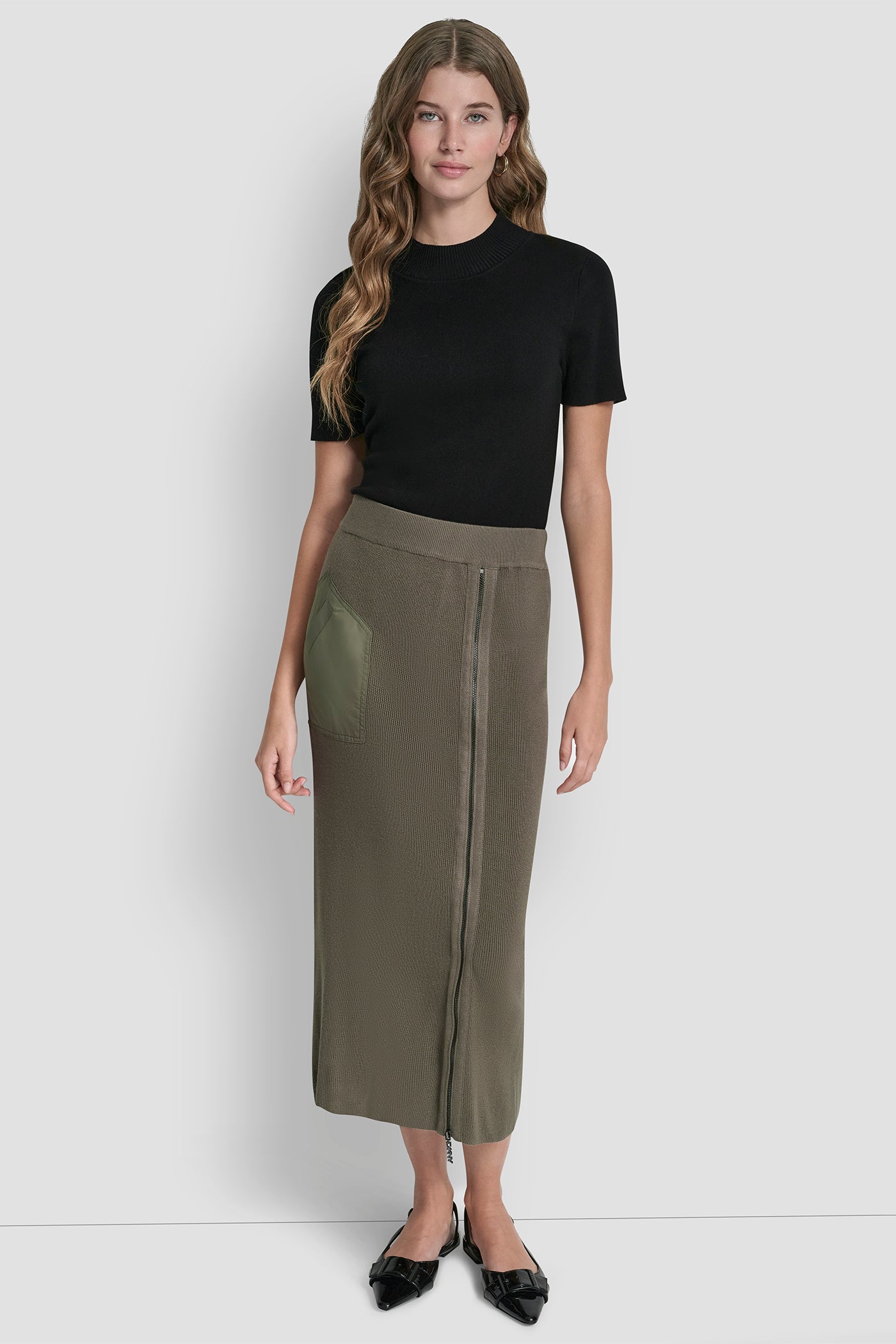 ZIP DETAILED MIDI SWEATER SKIRT VIEW 3 | HOLIDAY COLLECTION