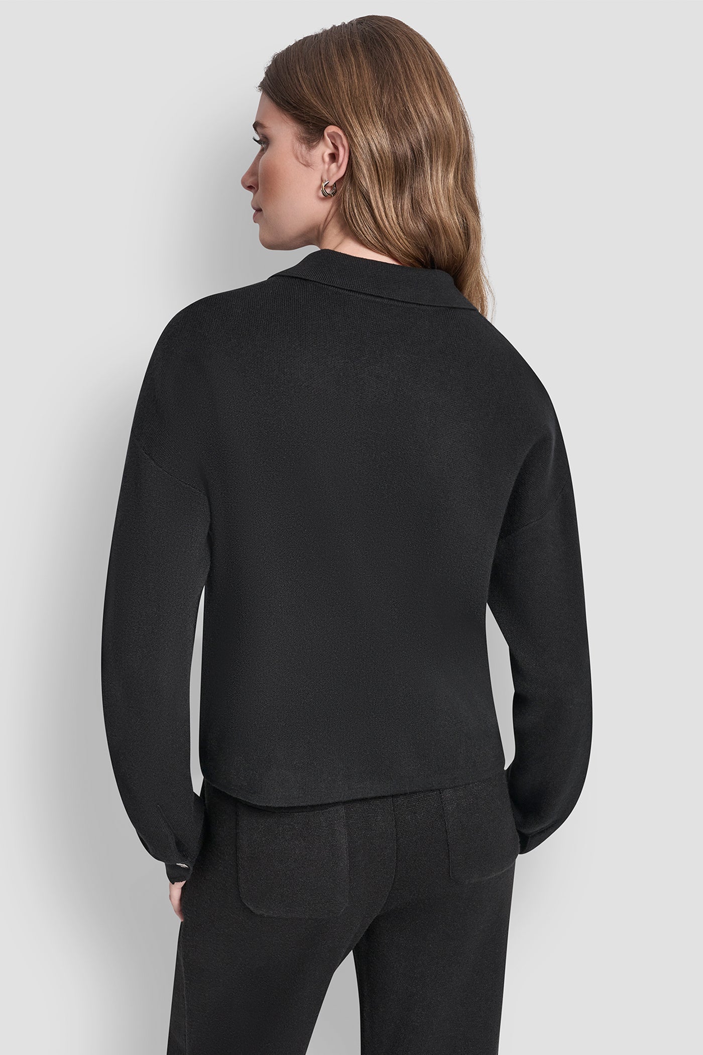 Black ZIP UP SWEATER JACKET, BACK VIEW | Products