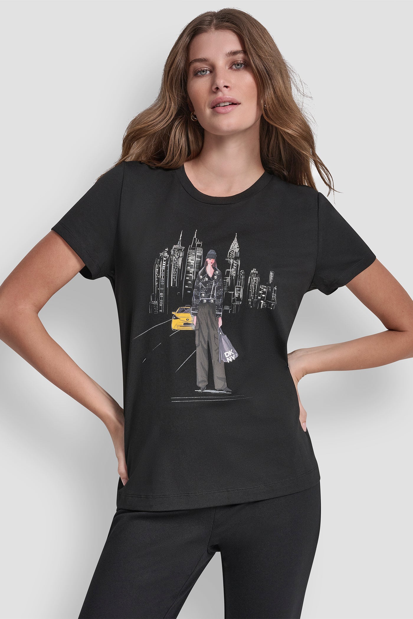 Black STUDDED MOTO CONVERSATIONAL TEE, VIEW 2 | All Products