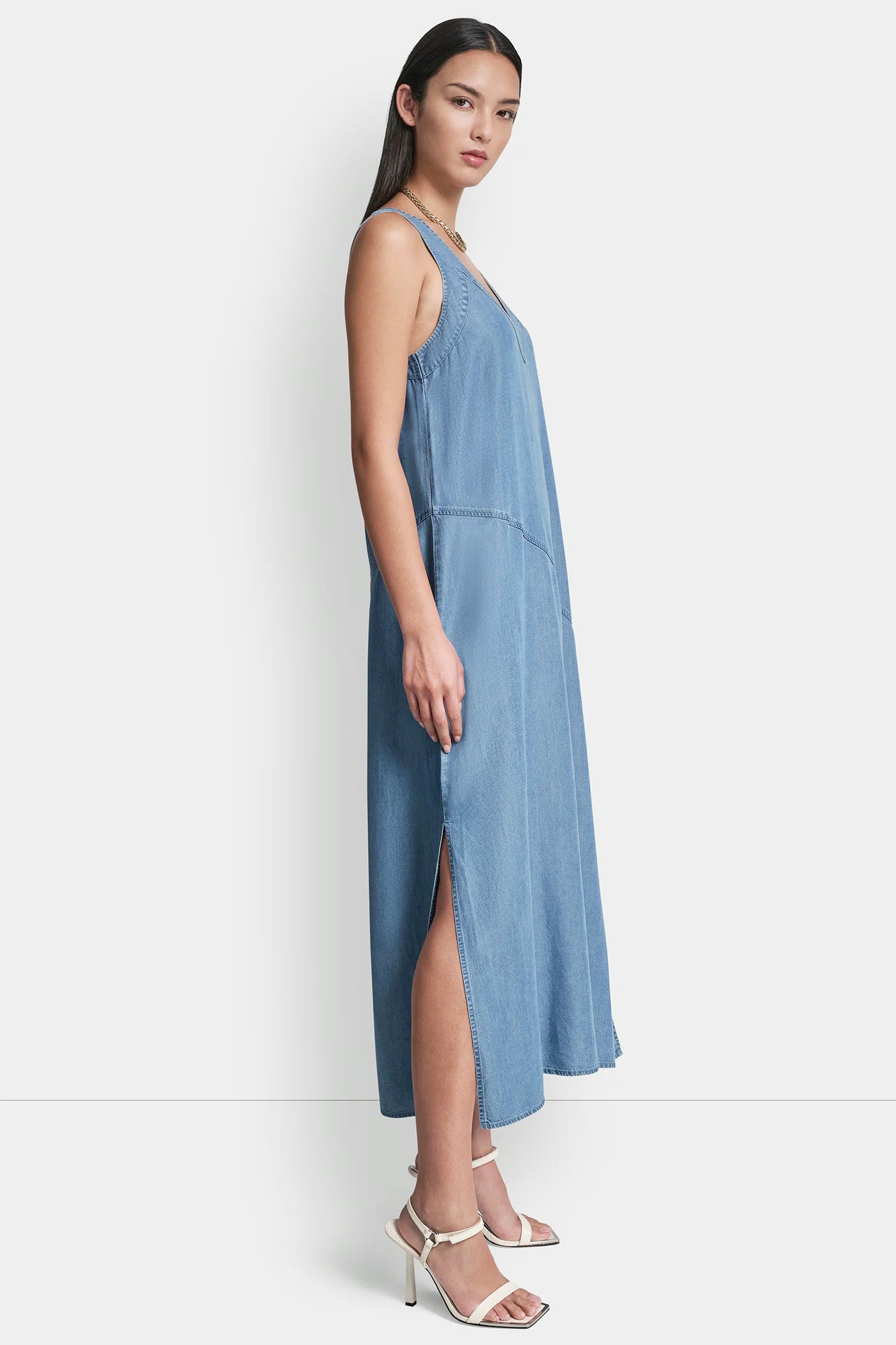 Tencel Midi Swing Dress | Shift Dress | DKNY Tencel Midi Swing Dress | Shift Dress | DKNY