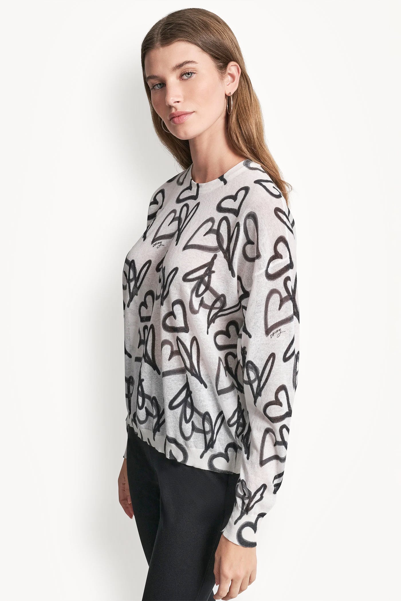 GRAFFITI HEART SWEATER VIEW 4 | DKNY Promo