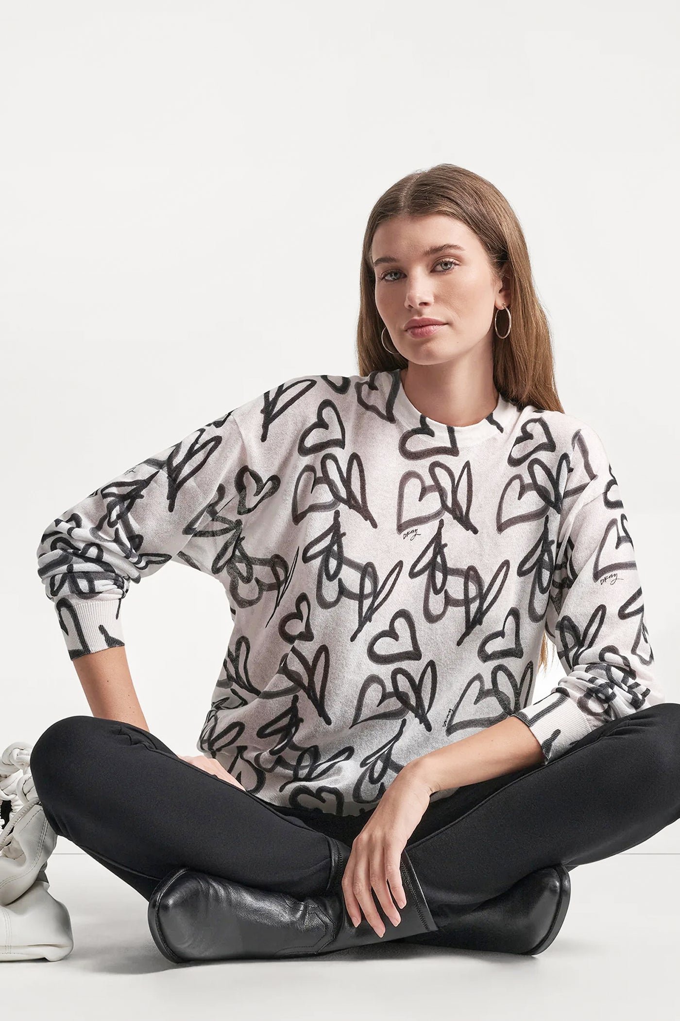 GRAFFITI HEART SWEATER VIEW 6 | DKNY Promo
