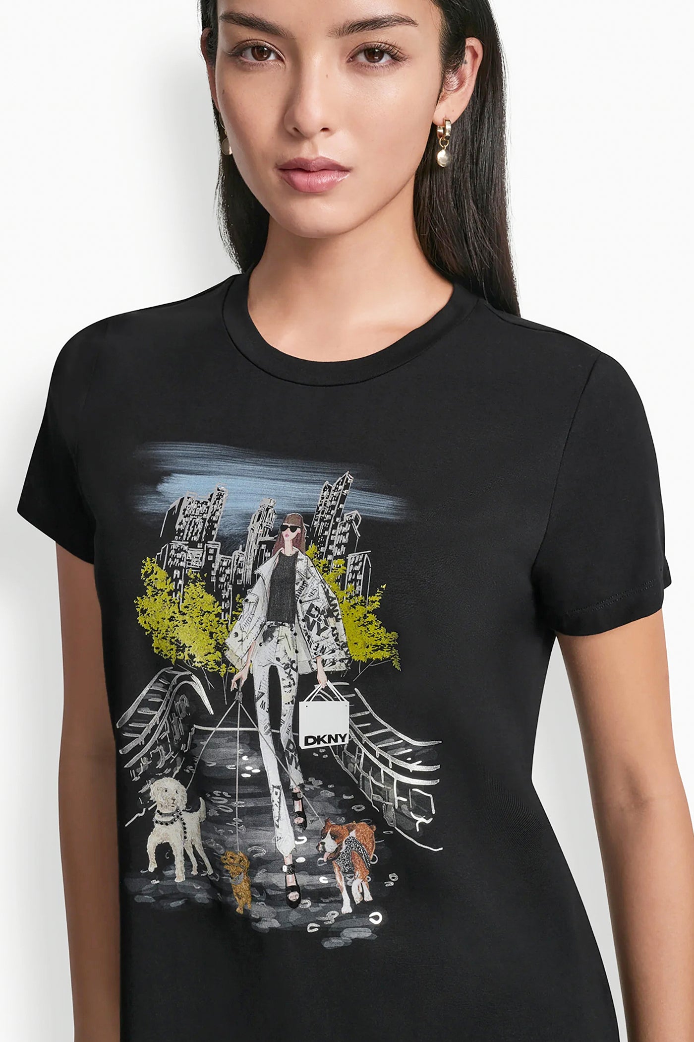 Black CENTRAL PARK CONVERSATIONAL TEE, VIEW 1 | Tees & Tanks