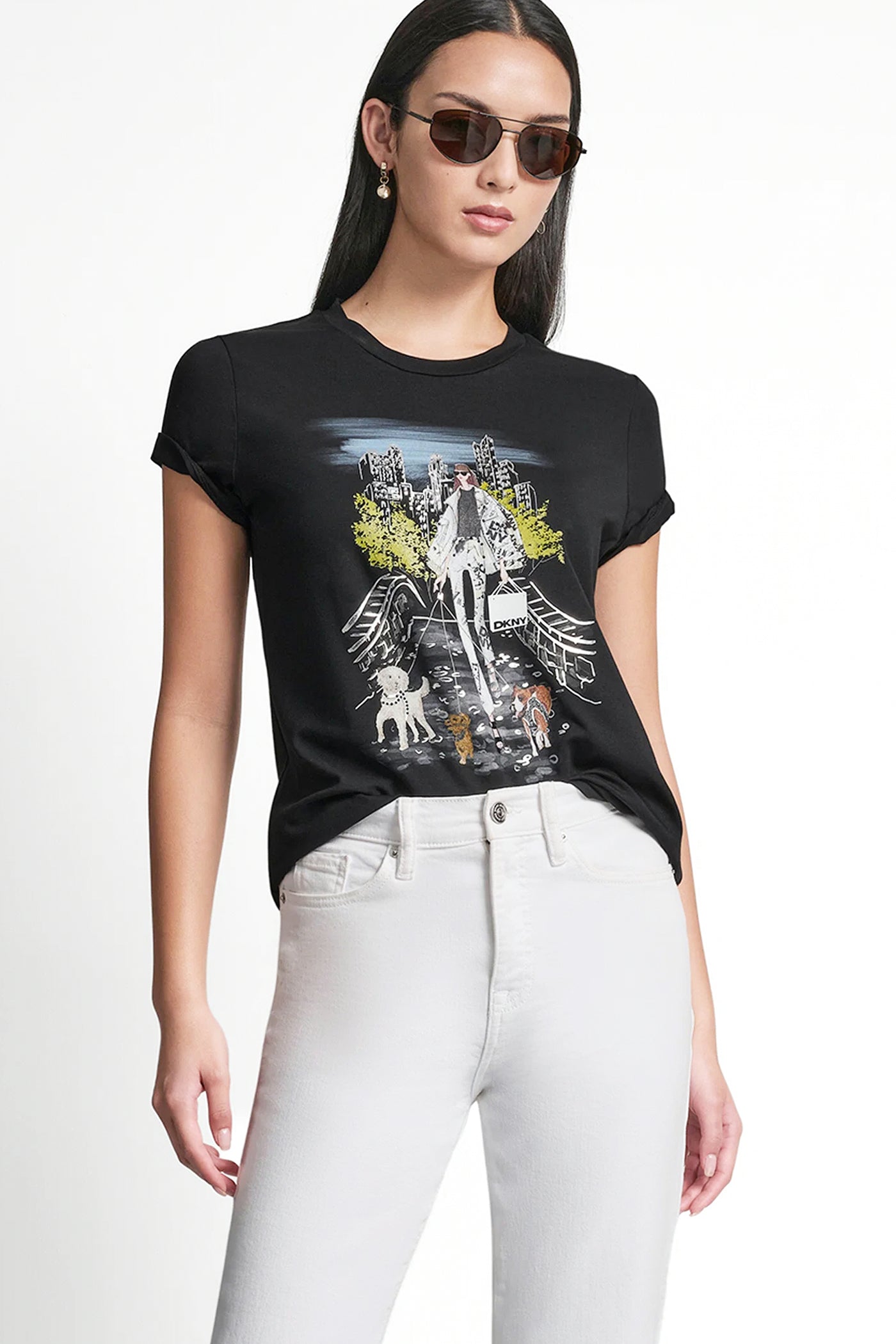 Black CENTRAL PARK CONVERSATIONAL TEE, VIEW 2 | Tees & Tanks