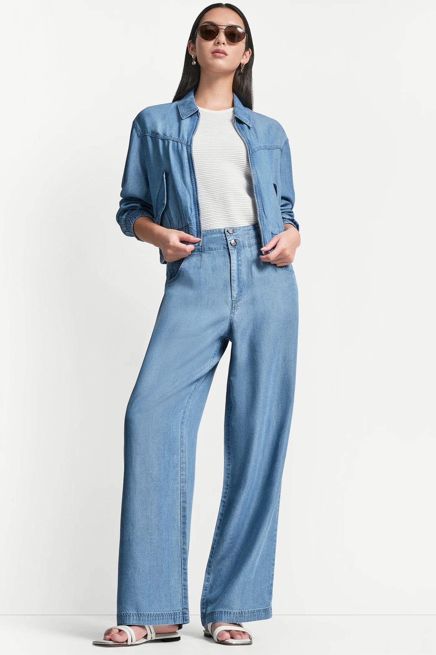 High Rise Tencel Wide Leg Trouser Jean | Wide Leg | DKNY