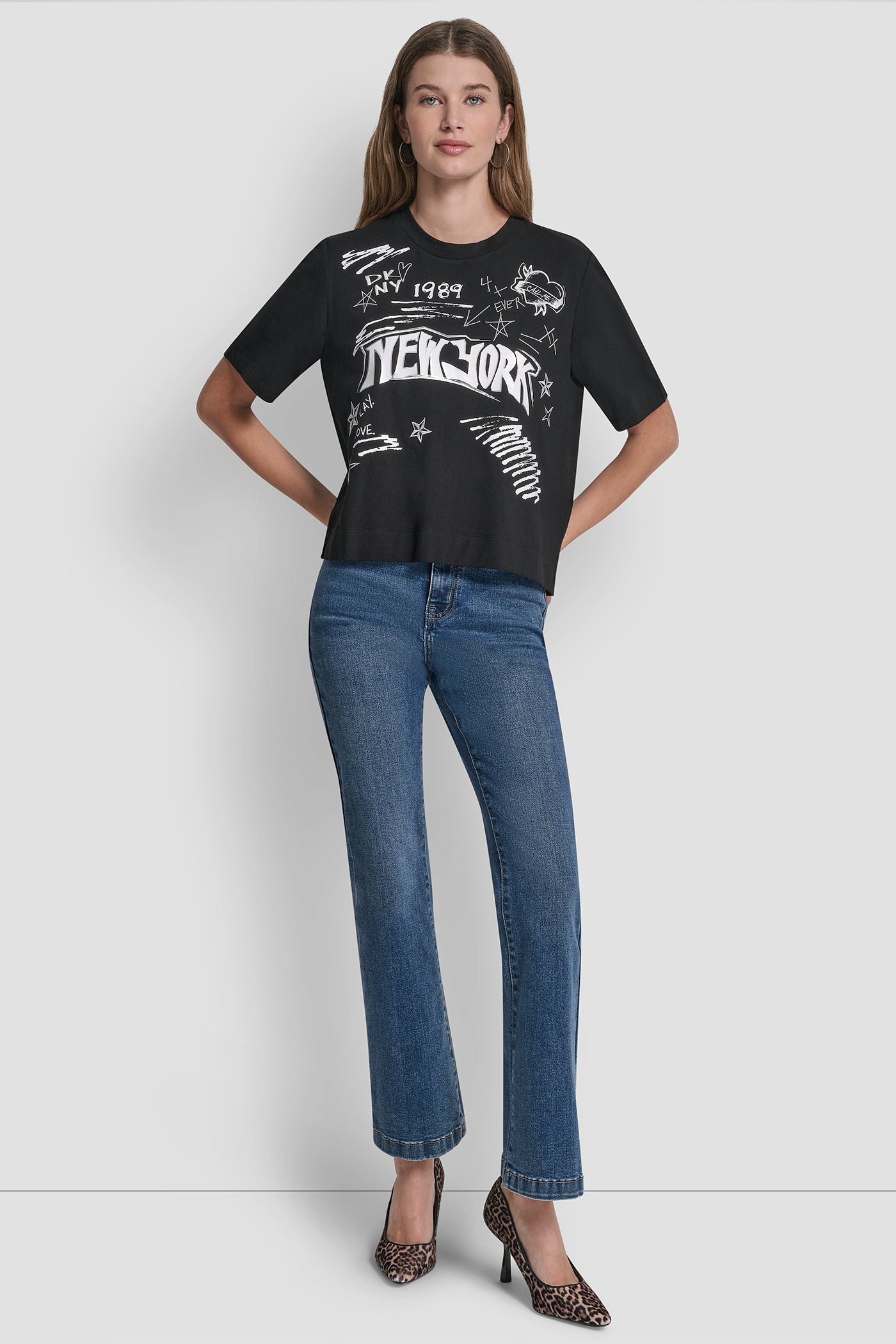 1989 Notebook Scribble Graphic Tee | Tee | DKNY
