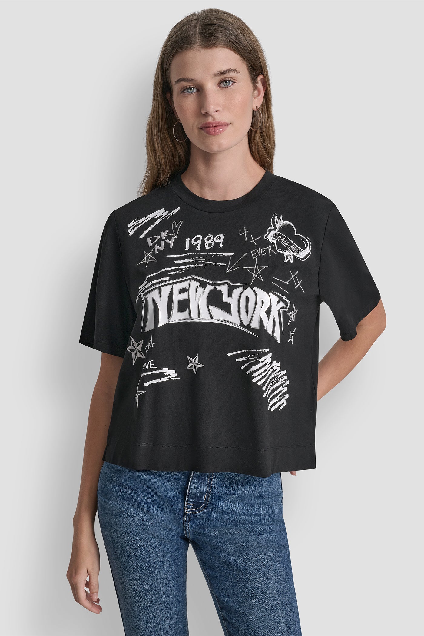 1989 Notebook Scribble Graphic Tee | Tee | DKNY