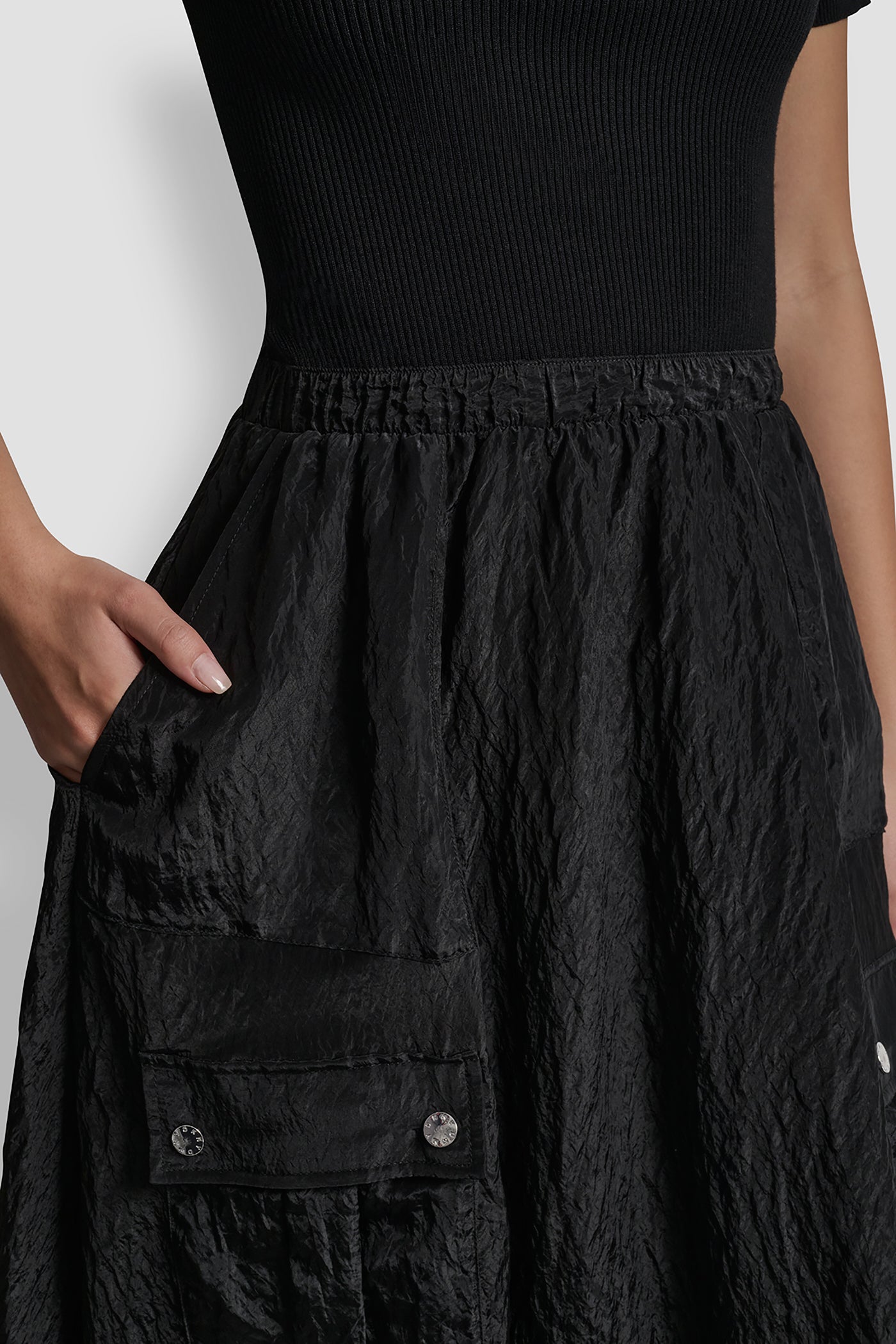 MIXED MEDIA CARGO MIDI BUBBLE DRESS VIEW 7 | 9-5 Edit