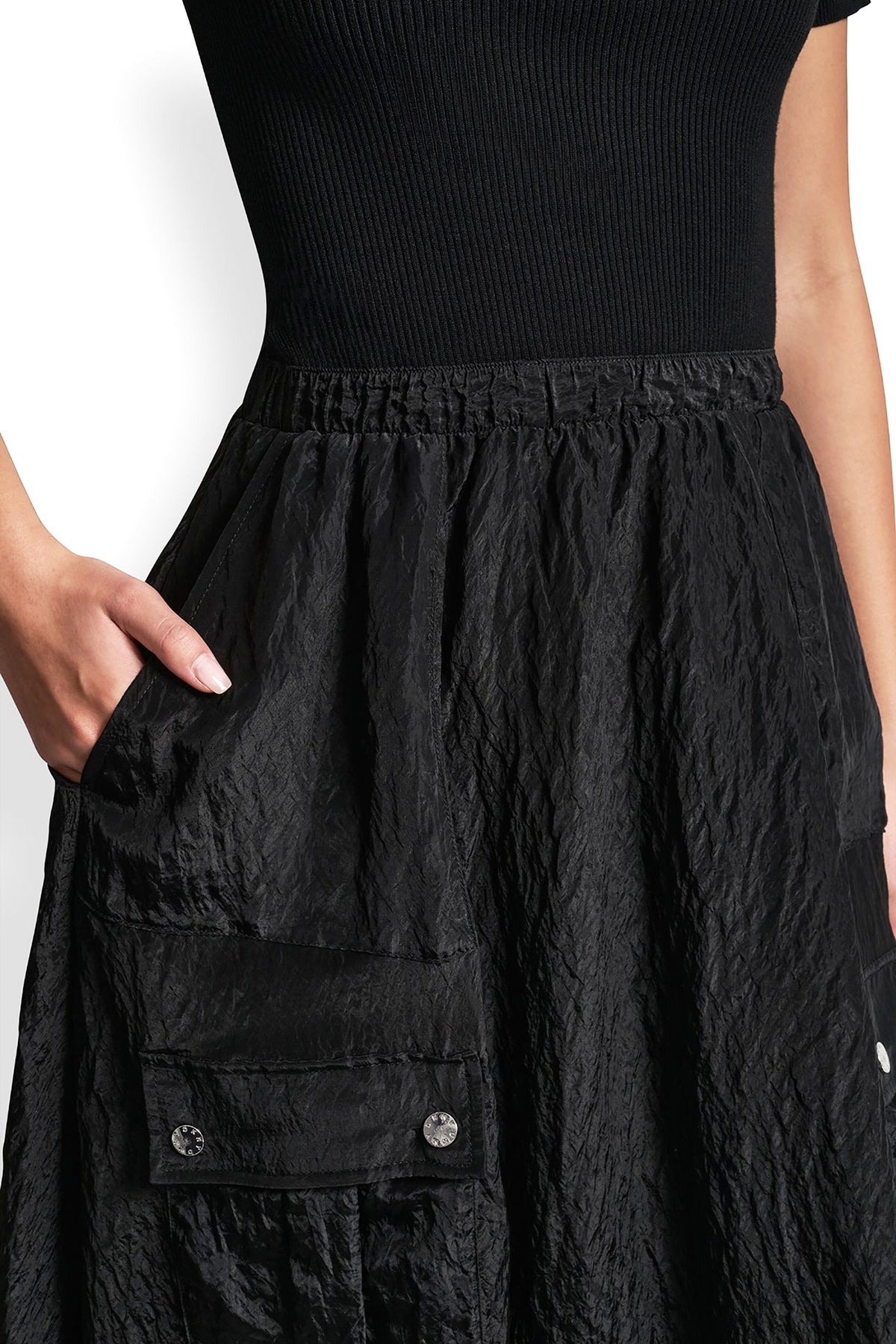 MIXED MEDIA CARGO MIDI BUBBLE DRESS VIEW 2