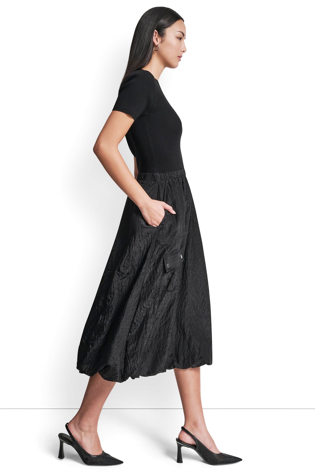 MIXED MEDIA CARGO MIDI BUBBLE DRESS VIEW 2
