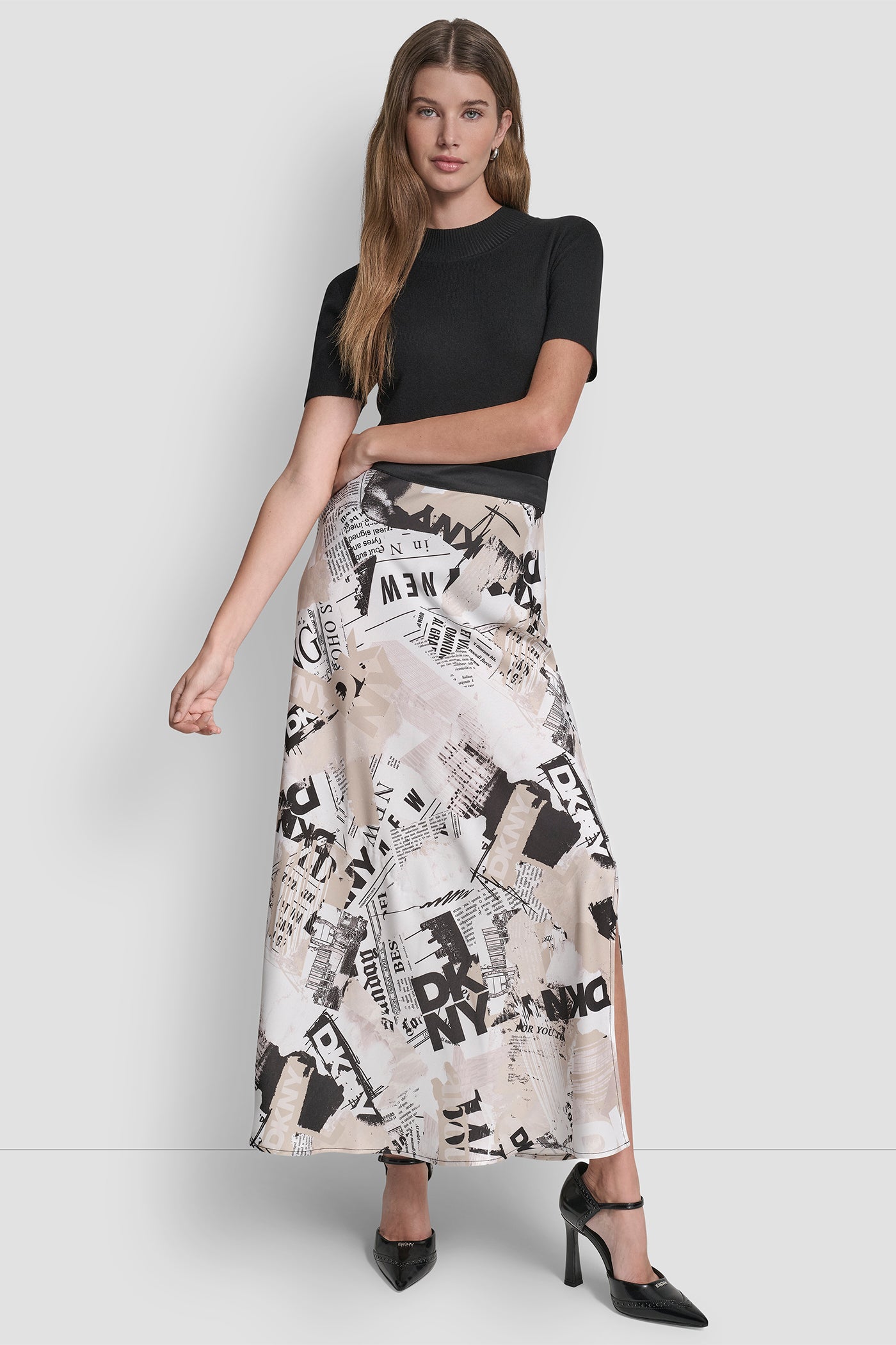 NEWSPAPER PRINT MIDI SKIRT VIEW 5 | Clothing