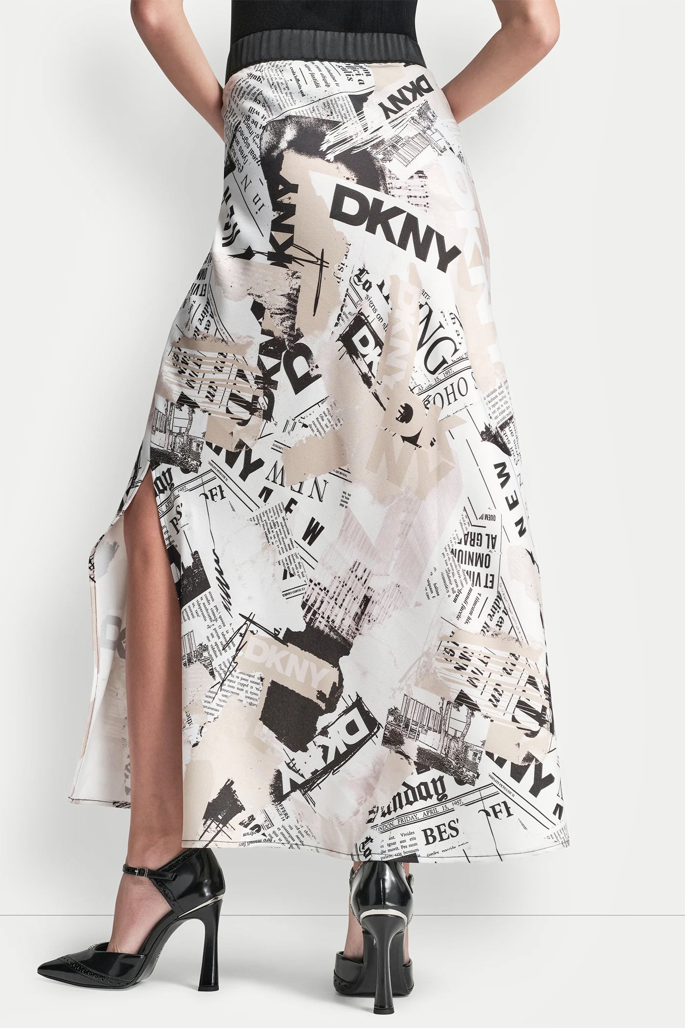 NEWSPAPER PRINT MIDI SKIRT VIEW 3 | MUST-HAVES