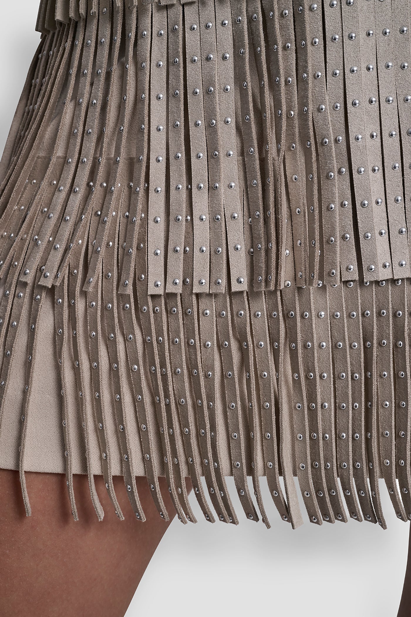 STUDDED FRINGE SUEDE SKIRT VIEW 7 | Clothing
