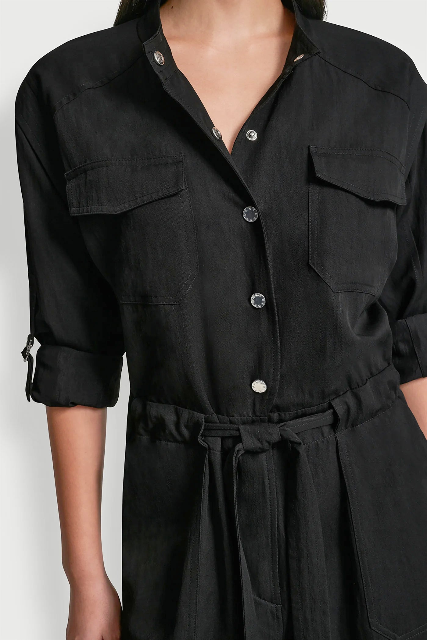 COLLARLESS BUTTON-FRONT JUMPSUIT VIEW 6 | SALE CLOTHING