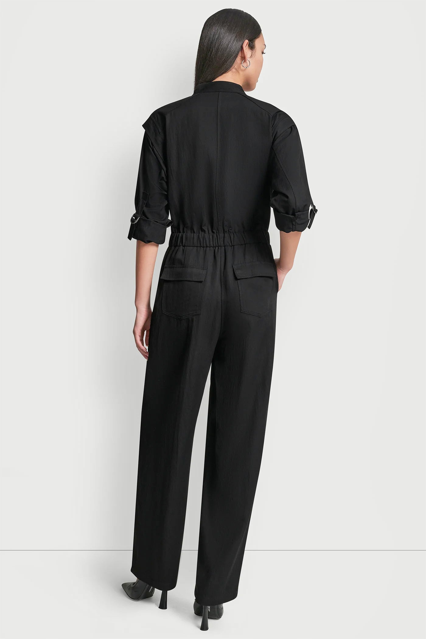 COLLARLESS BUTTON-FRONT JUMPSUIT VIEW 3 | SALE CLOTHING