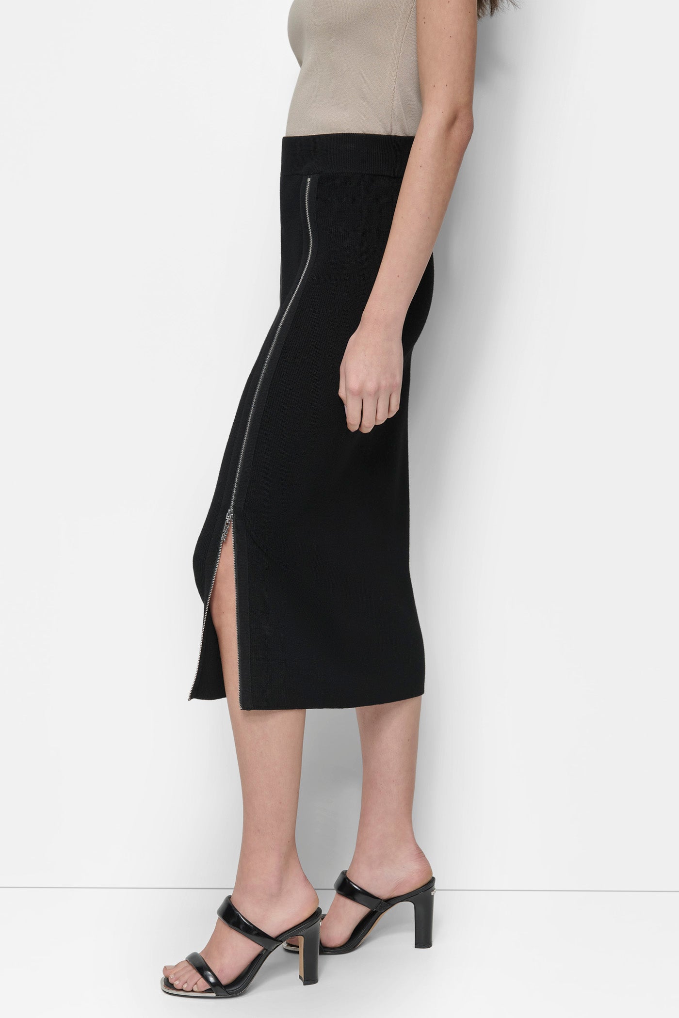 Zip Detailed Midi Sweater Skirt | Cargo Skirt | DKNY