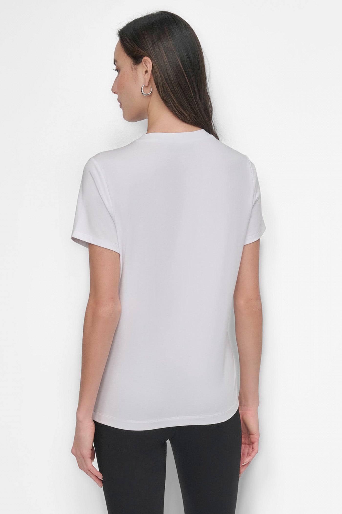 White SHORT SLEEVE STUD LOGO TEE, BACK VIEW | DKNY JEANS