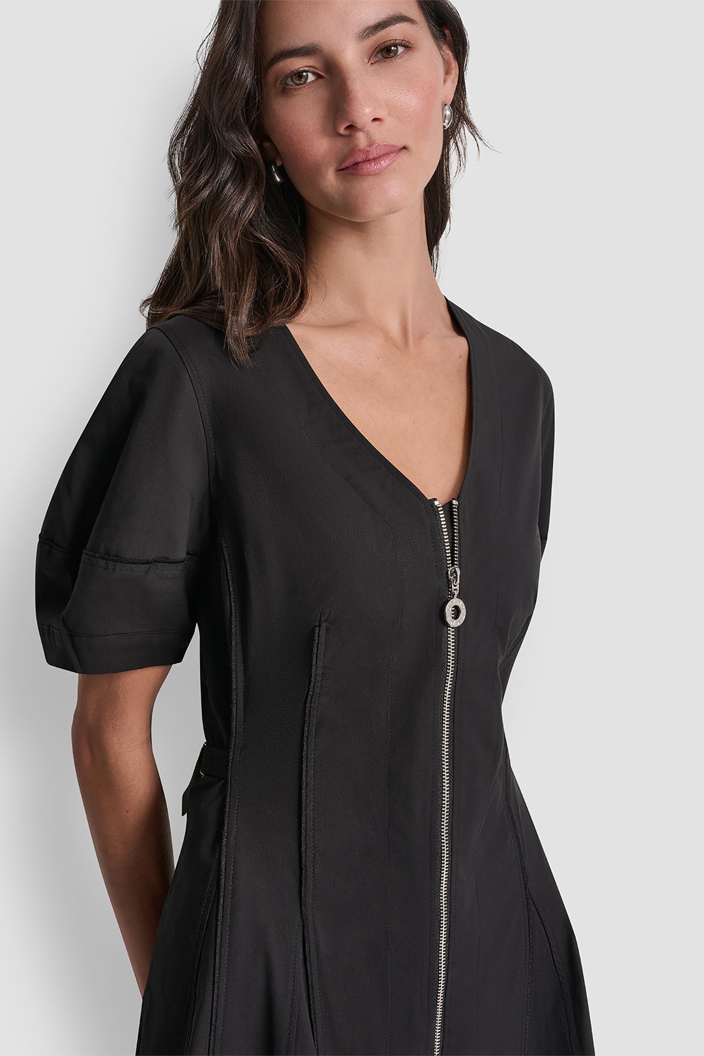 FIT AND FLARE V-NECK DRESS VIEW 5