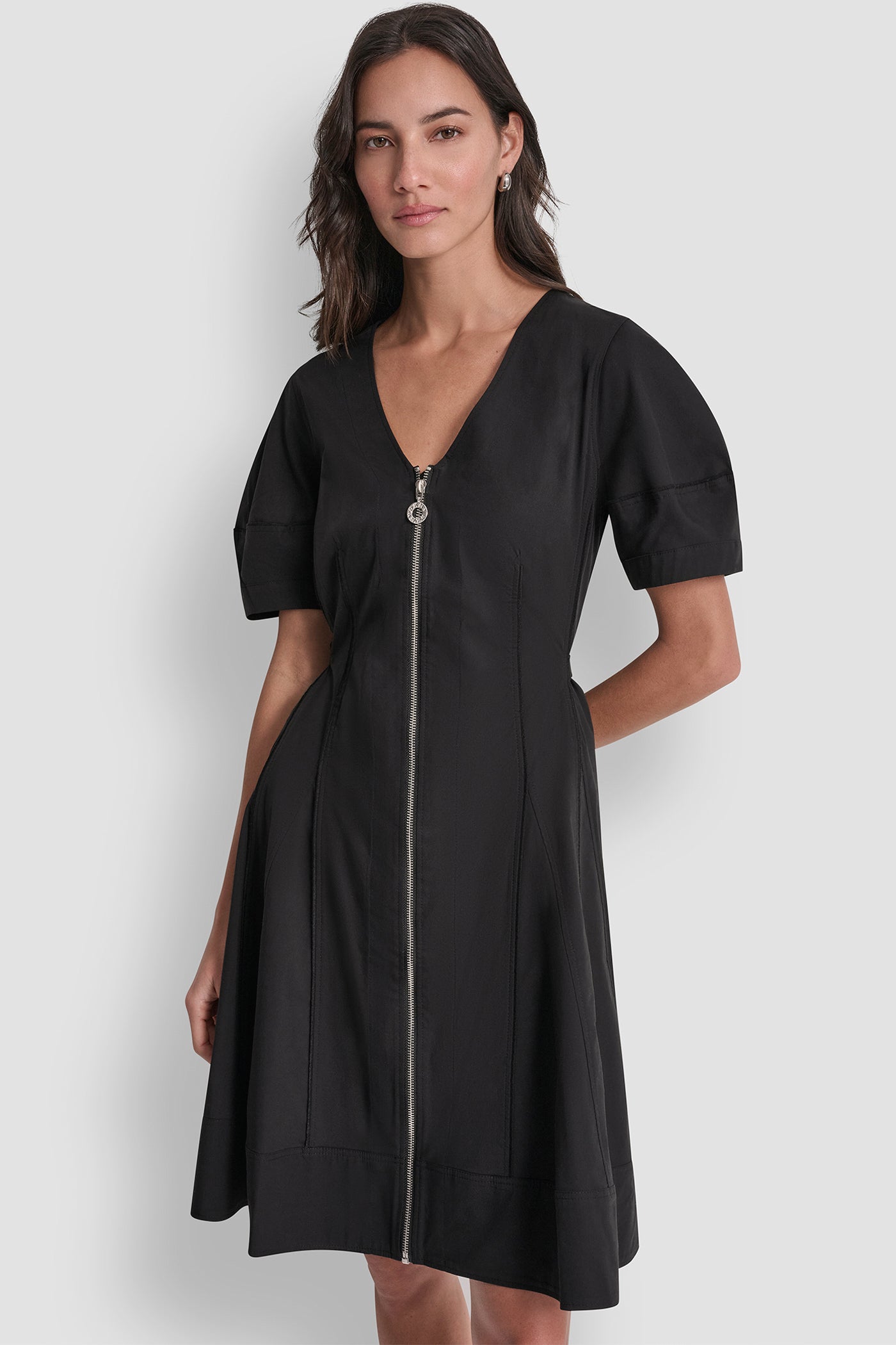 V Neck Pleated Fit & Flare Dress | Fit and Flare | DKNY V Neck Pleated Fit & Flare Dress | Fit and Flare | DKNY