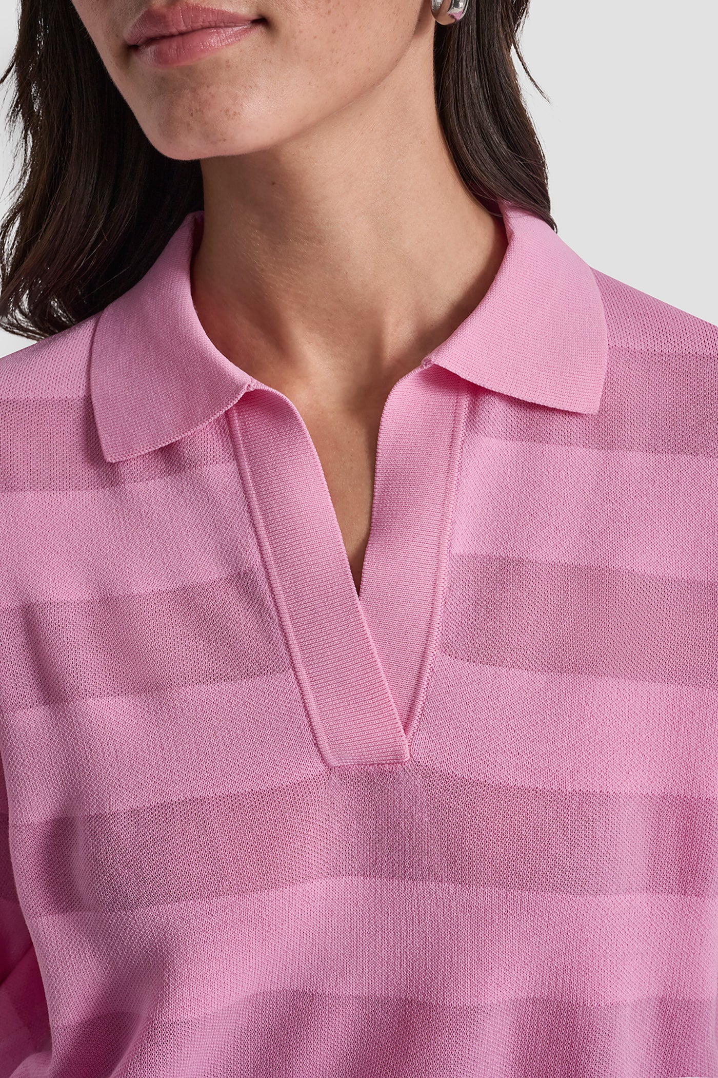 SHEER STRIPED POLO SWEATER VIEW 7 | Clothing