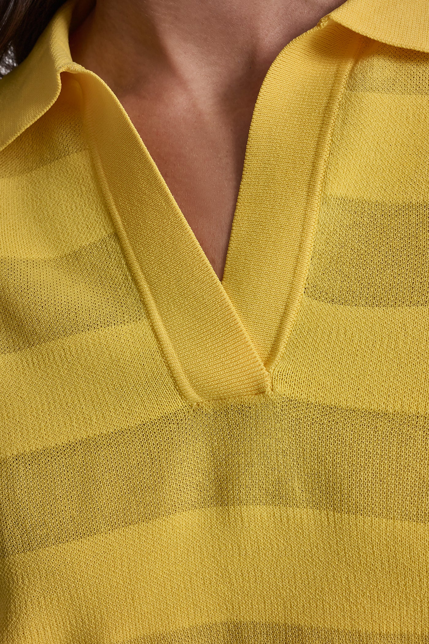 SHEER STRIPED POLO SWEATER VIEW 5 | Clothing