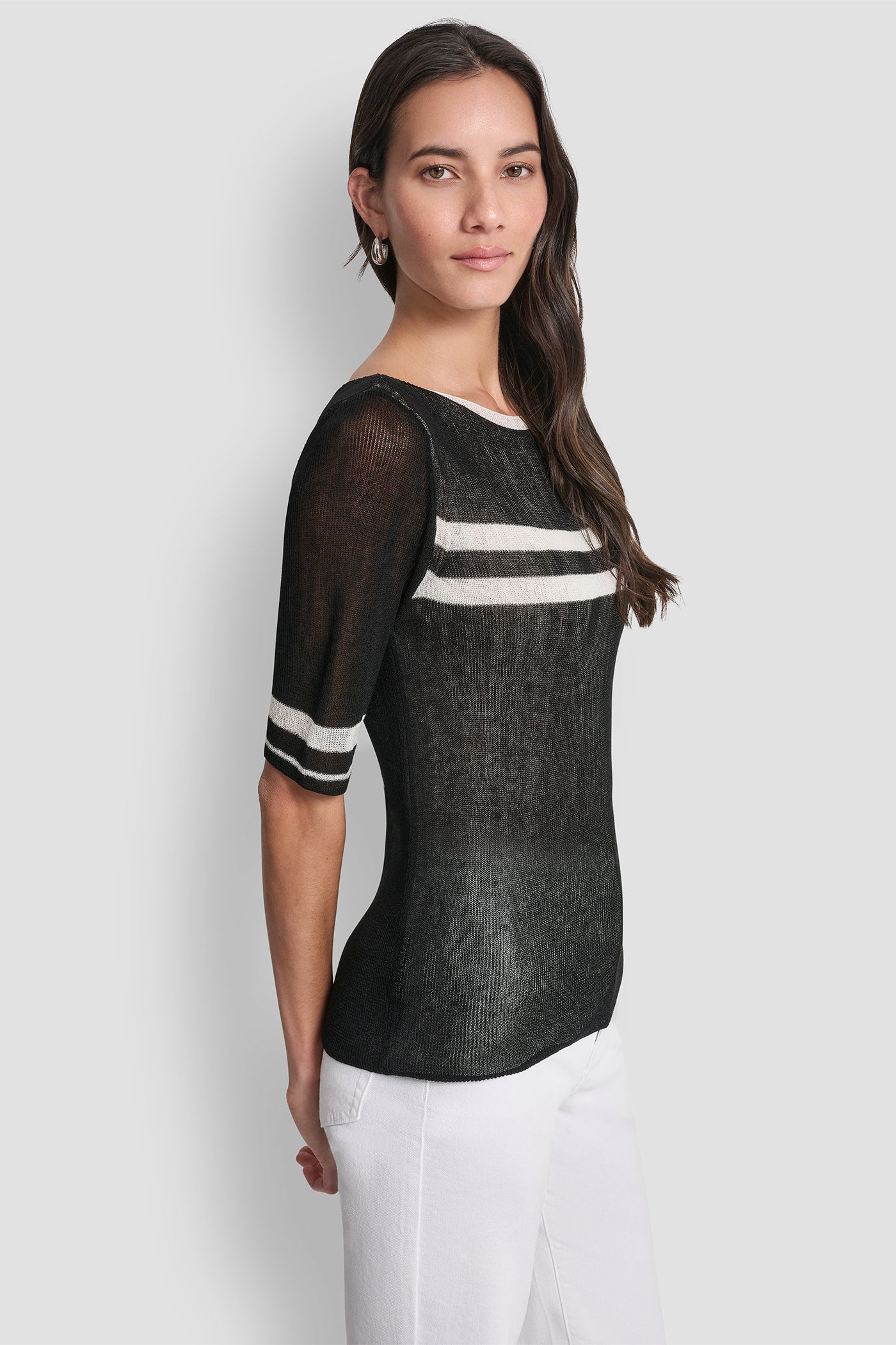 LIGHTWEIGHT STRIPED SWEATER VIEW 3 | Clothing