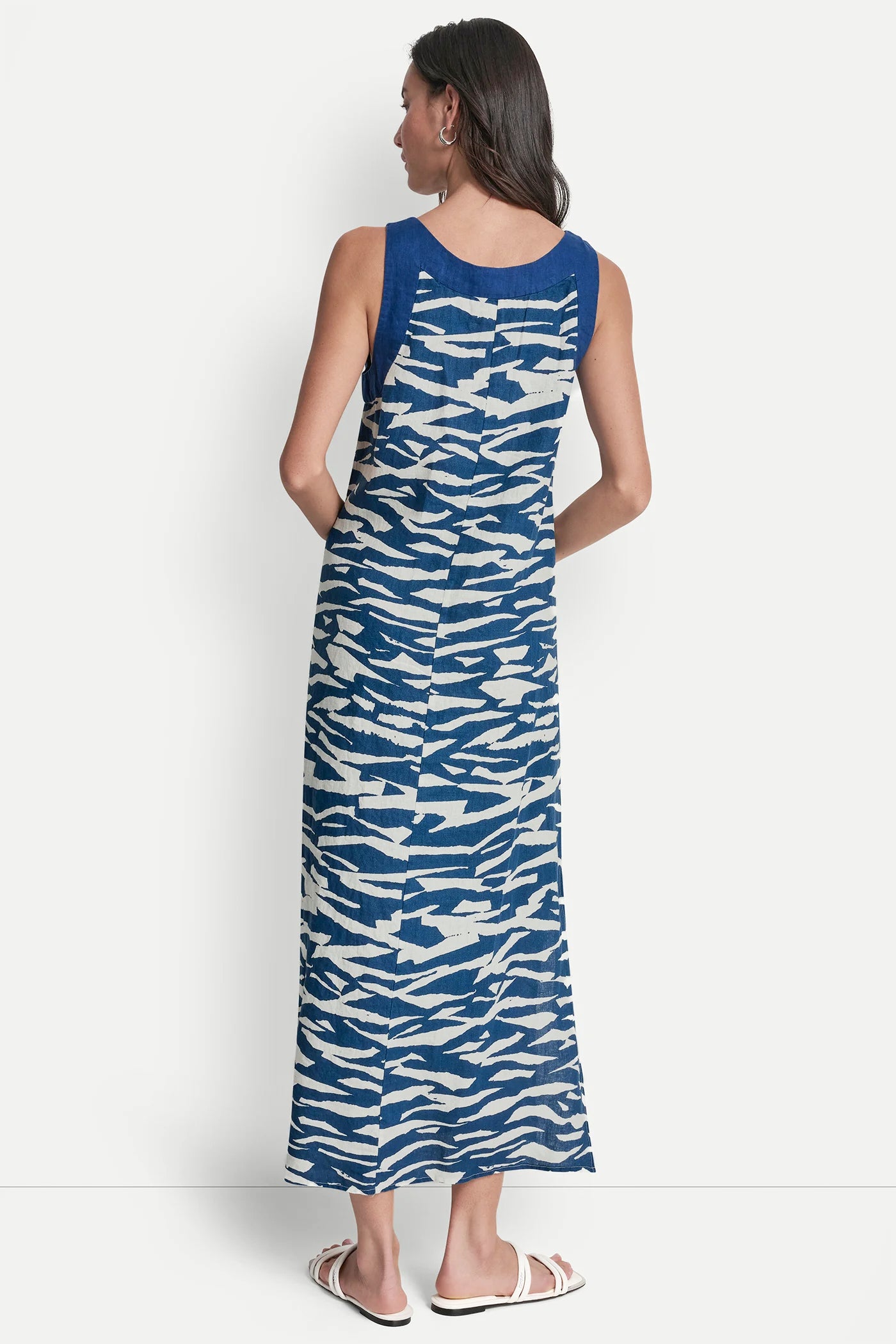 LINEN PRINTED MIDI DRESS VIEW 3 | SALE CLOTHING