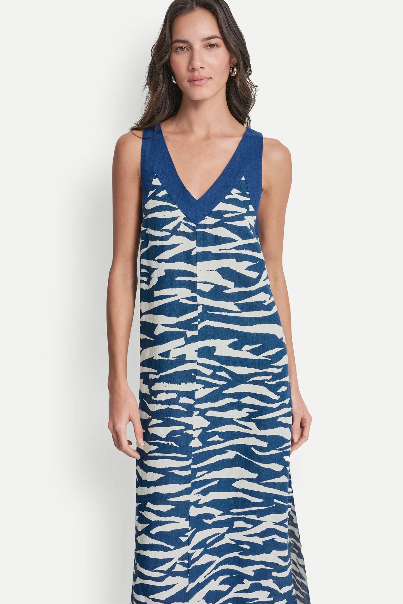 Tidal Break/Admiral LINEN PRINTED MIDI DRESS, VIEW 2 | Dresses & Jumpsuits