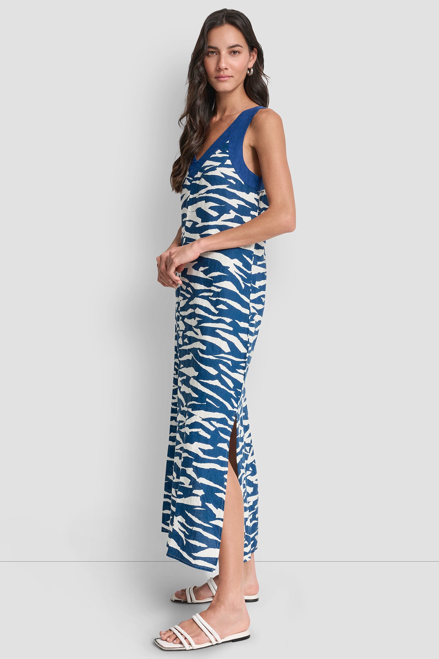 Tidal Break/Admiral LINEN PRINTED MIDI DRESS, VIEW 2 | New Arrivals