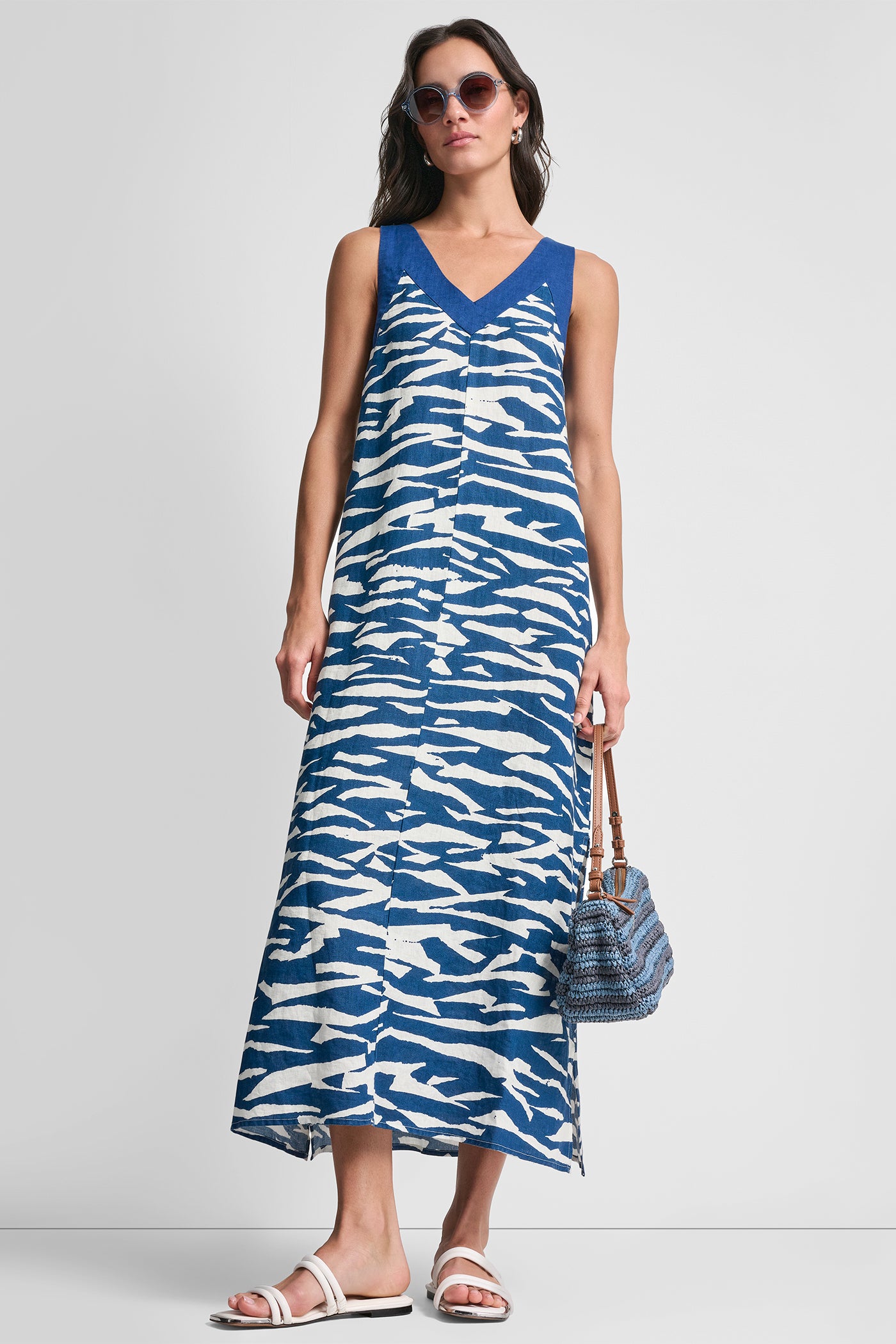 Tidal Break/Admiral LINEN PRINTED MIDI DRESS, VIEW 1 | New Arrivals