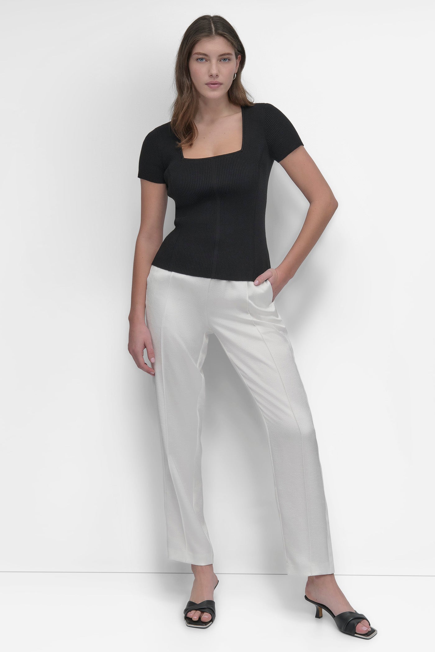 CAP SLEEVE SQUARE NECK SWEATER VIEW 5
