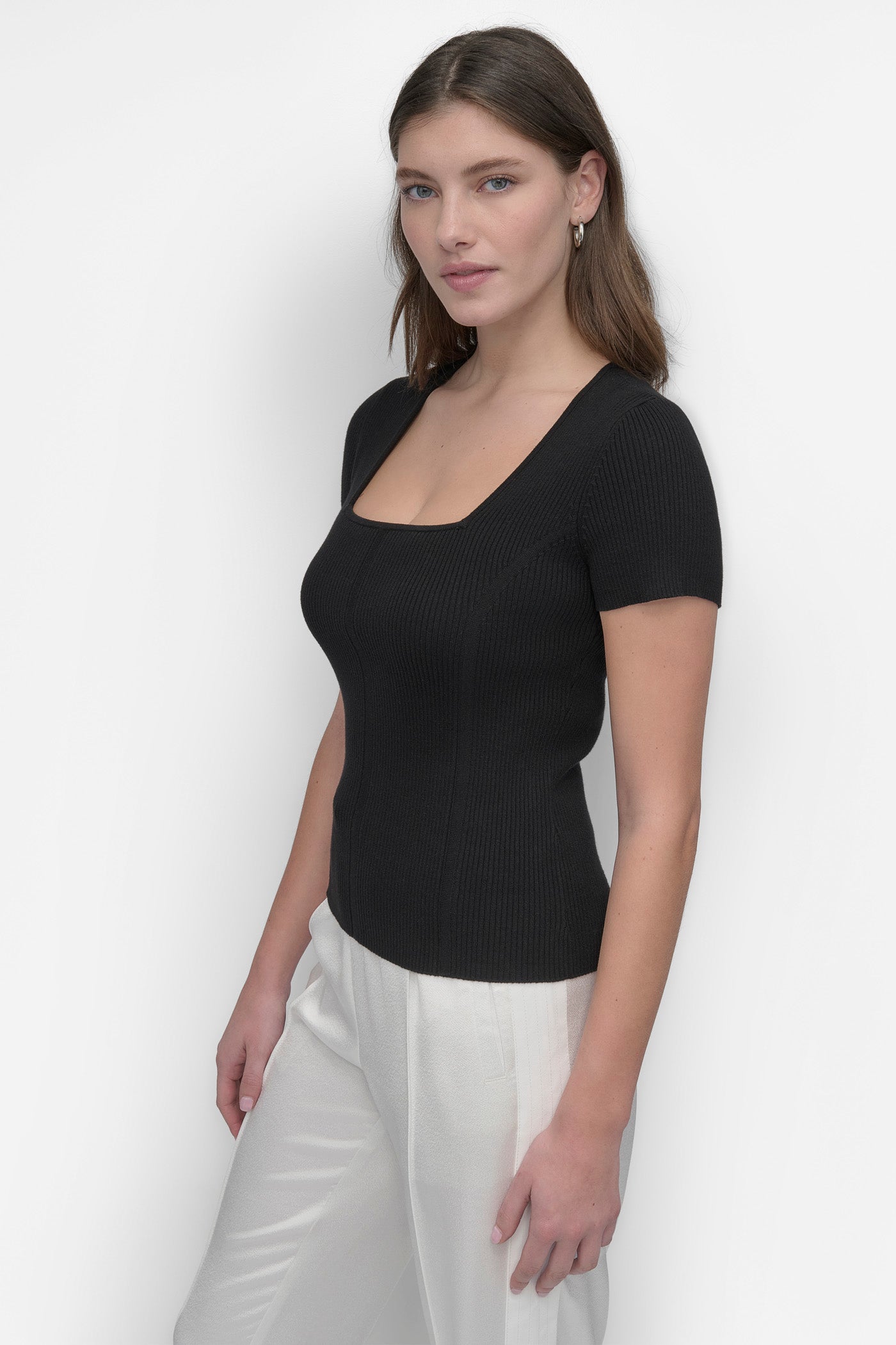 CAP SLEEVE SQUARE NECK SWEATER VIEW 3