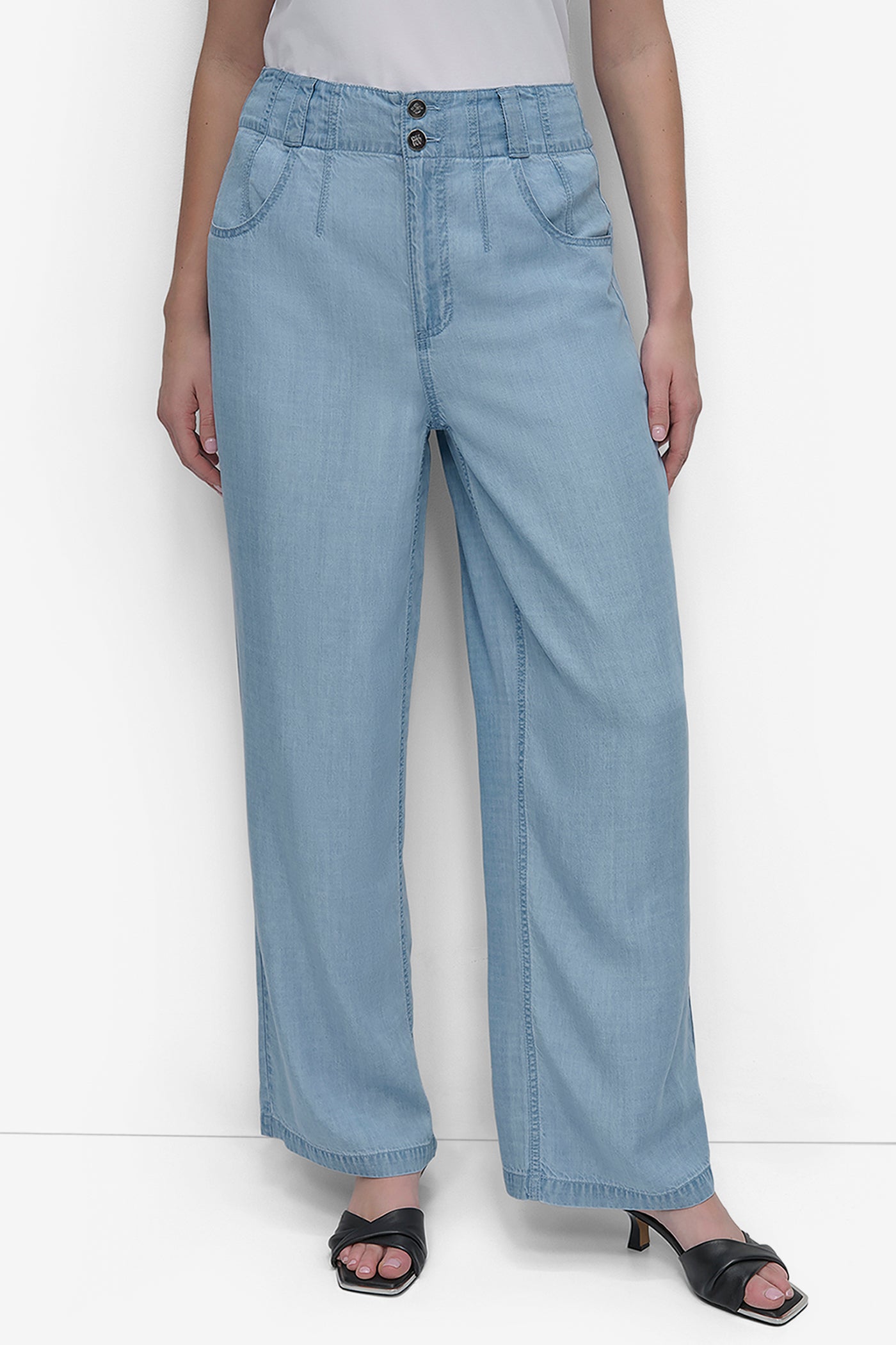 LIGHT CHAMBRAY 5 POCKET TENCEL PANT, FRONT VIEW | Denim Destination