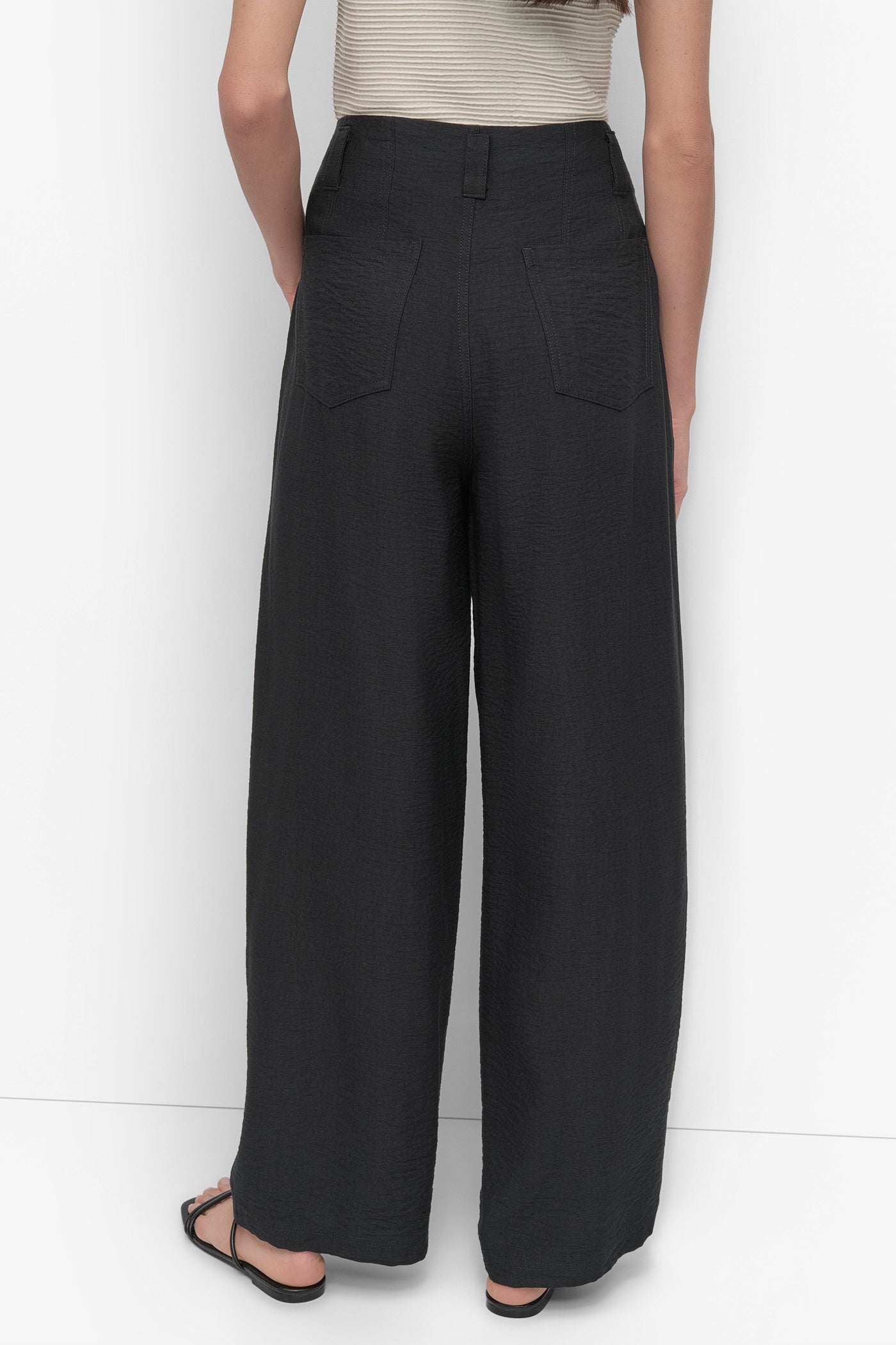 Black CRINKLE DRESSING PANT, BACK VIEW | Pants & Denim
