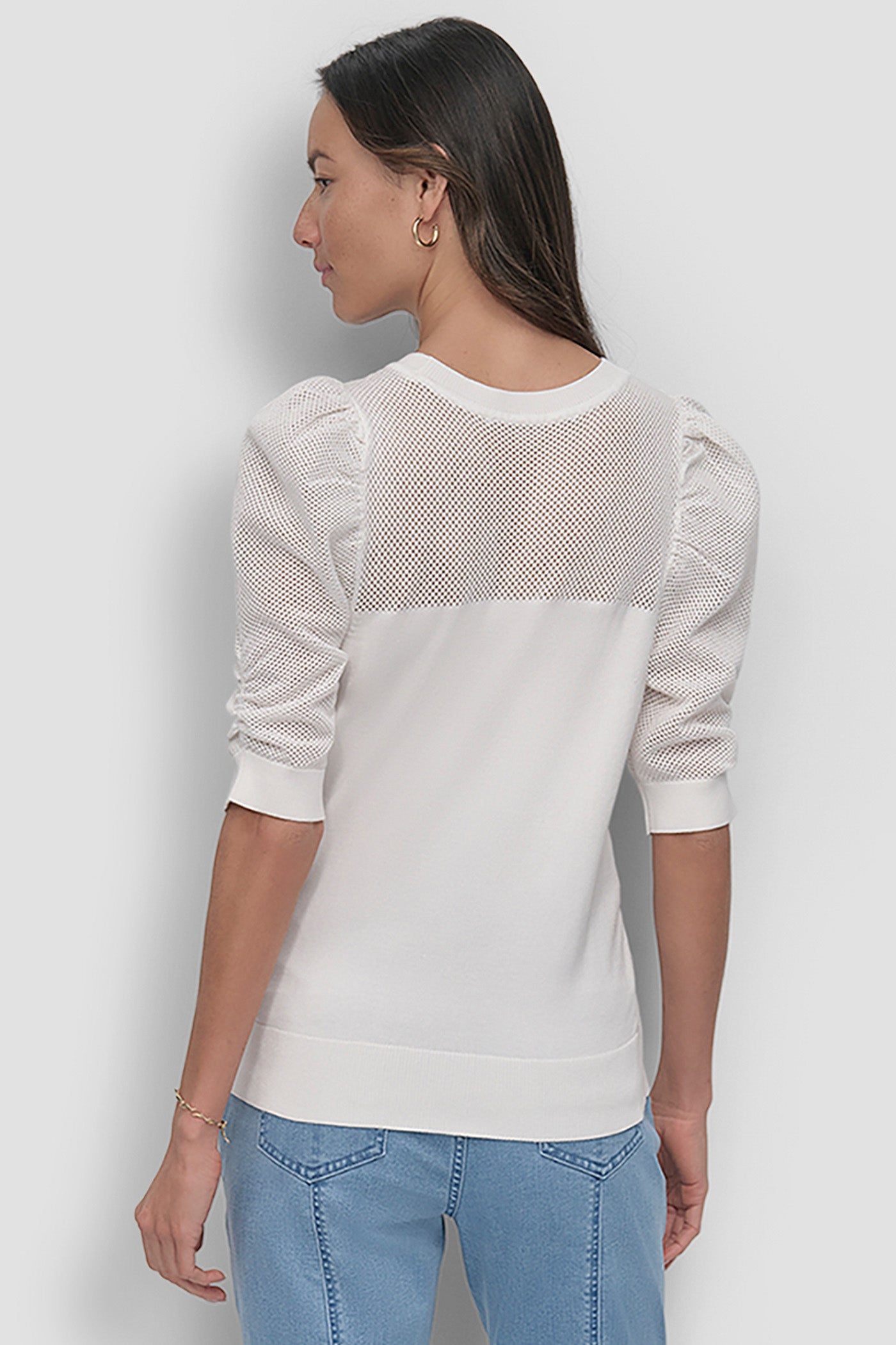 SHORT SLEEVE CREWNECK TWIST SLEEVE SWEATER VIEW 2