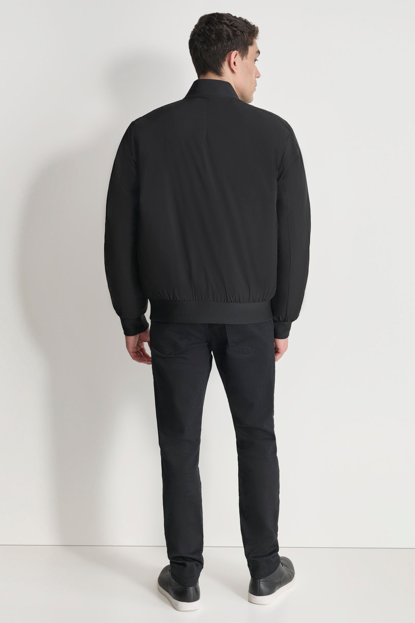 Black STRETCH POLY JACKET, BACK VIEW | Mens Coats and Jackets