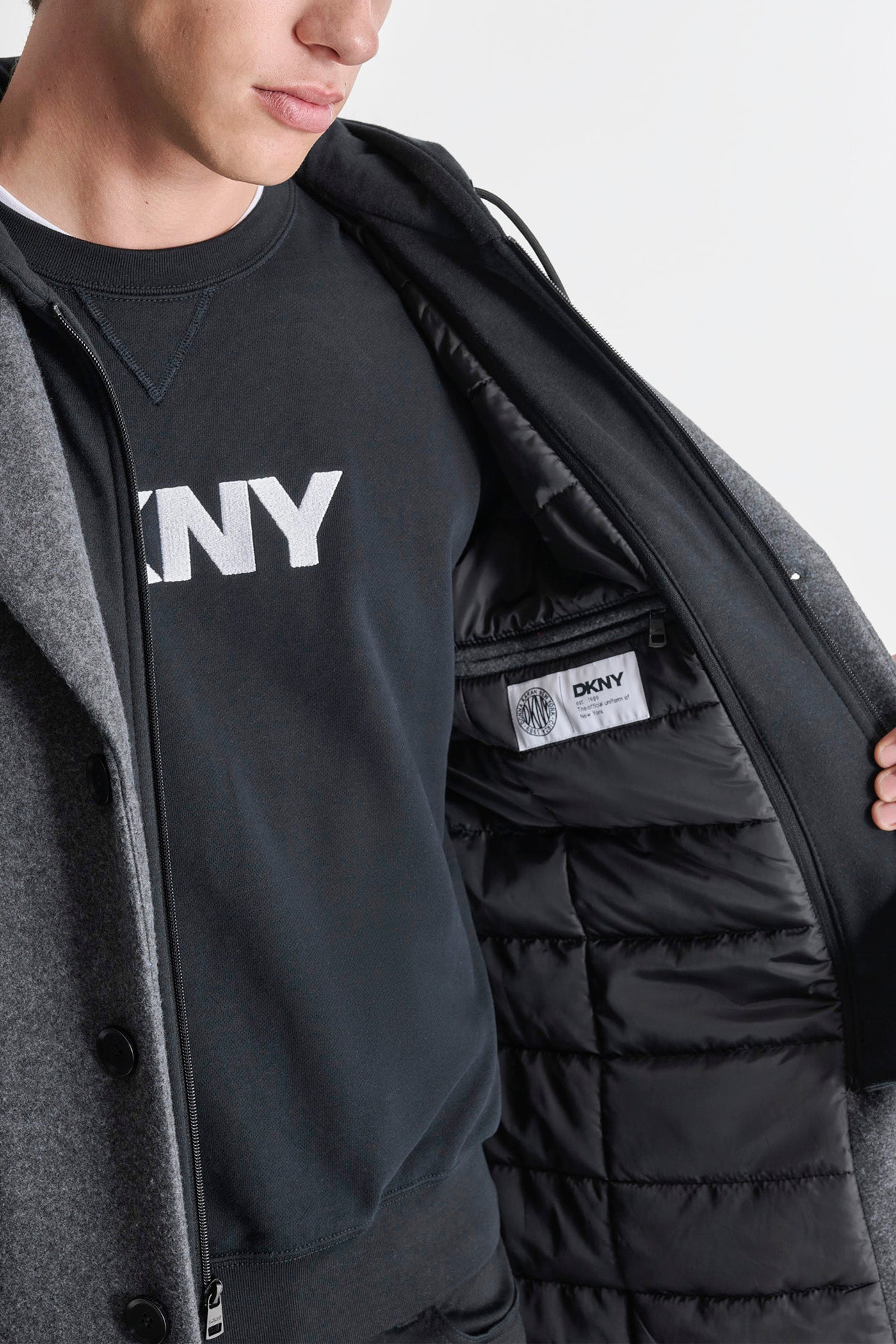 FAUX WOOL COAT WITH HOODED BIB VIEW 6 | Mens Coats and Jackets