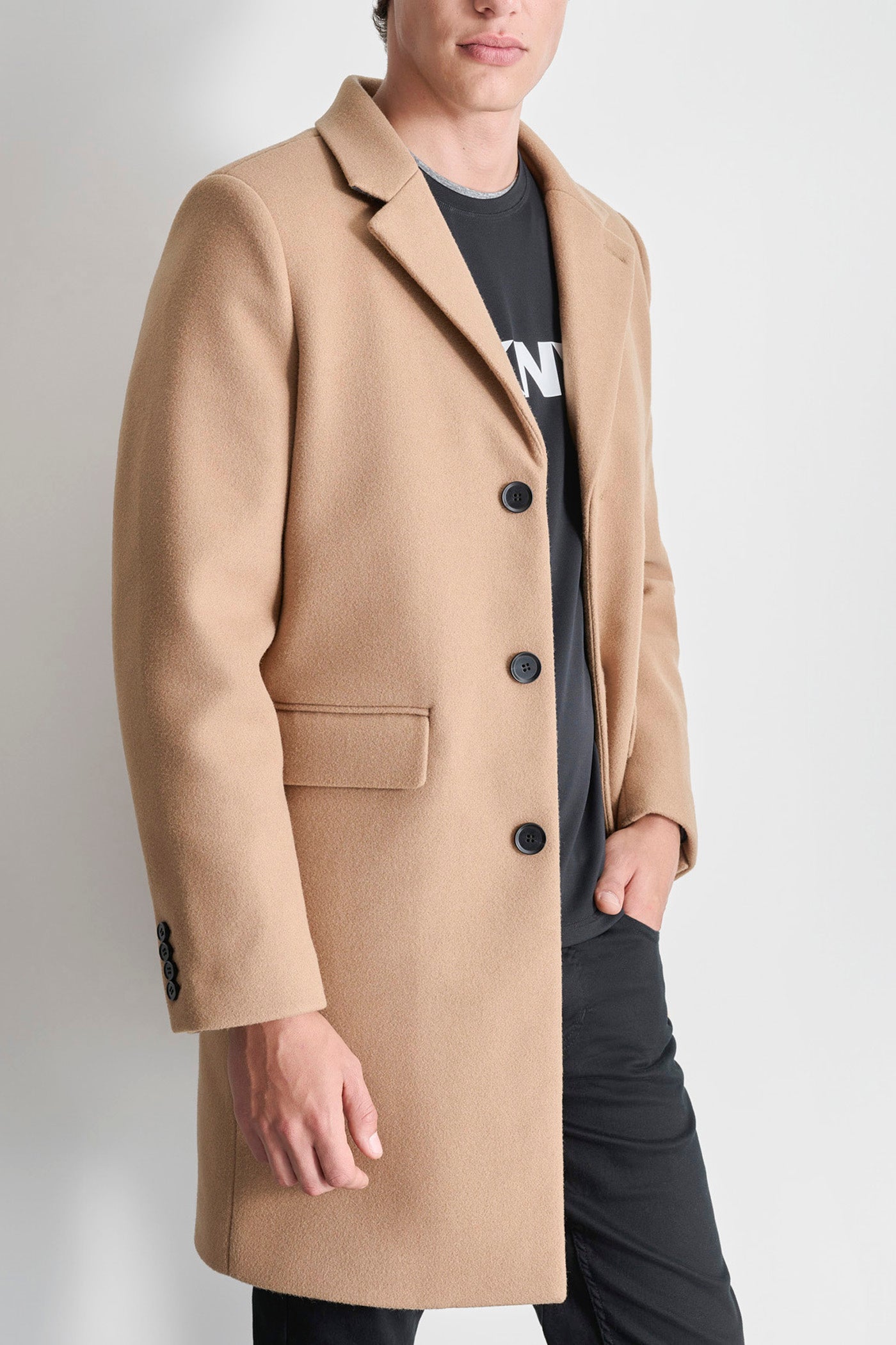 FAUX WOOL COAT WITH HOODED BIB VIEW 6 | Mens Coats and Jackets