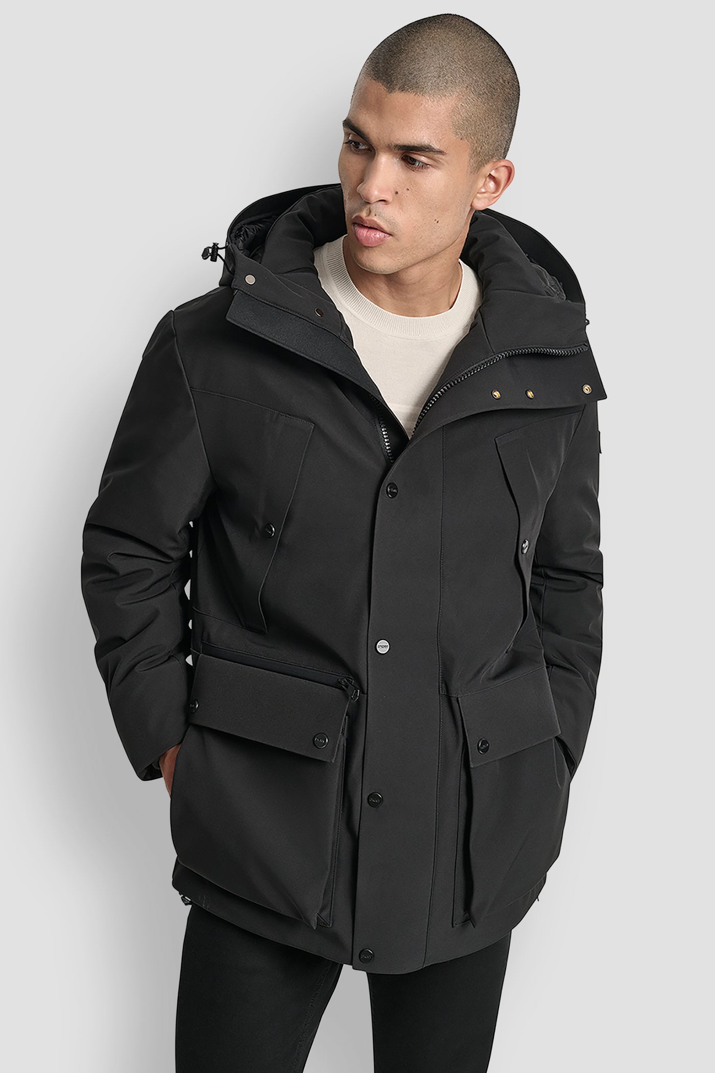 Black URBAN PARKA, FRONT VIEW | Mens Coats and Jackets