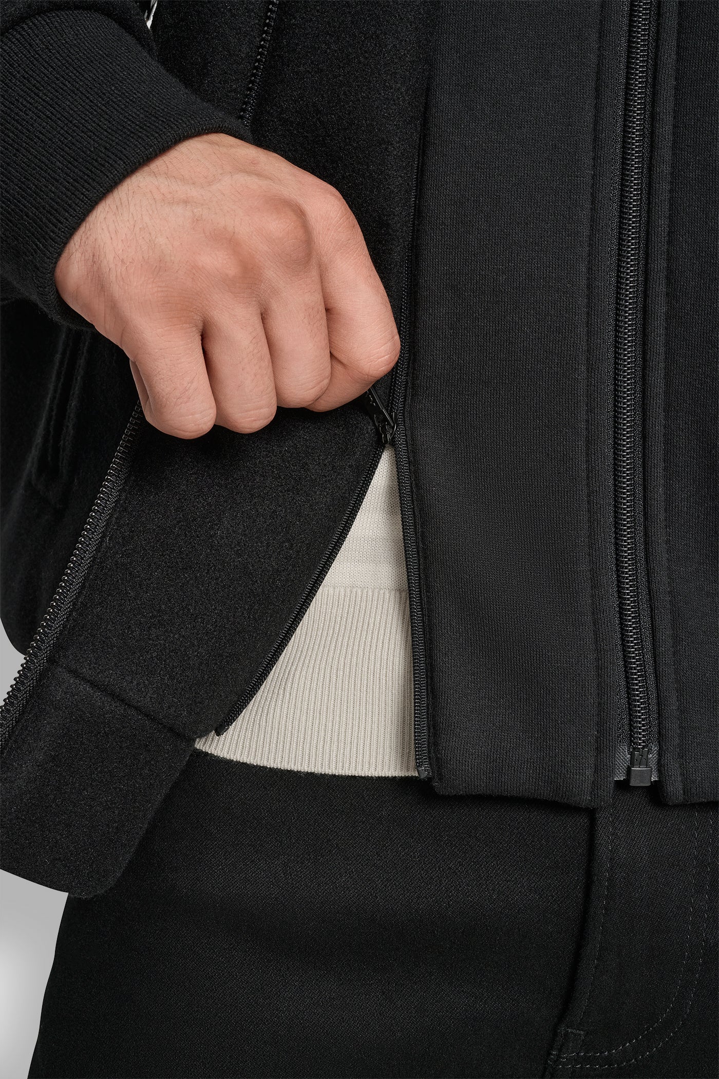FAUX WOOL BOMBER WITH HOODED BIB VIEW 5 | Mens Coats and Jackets