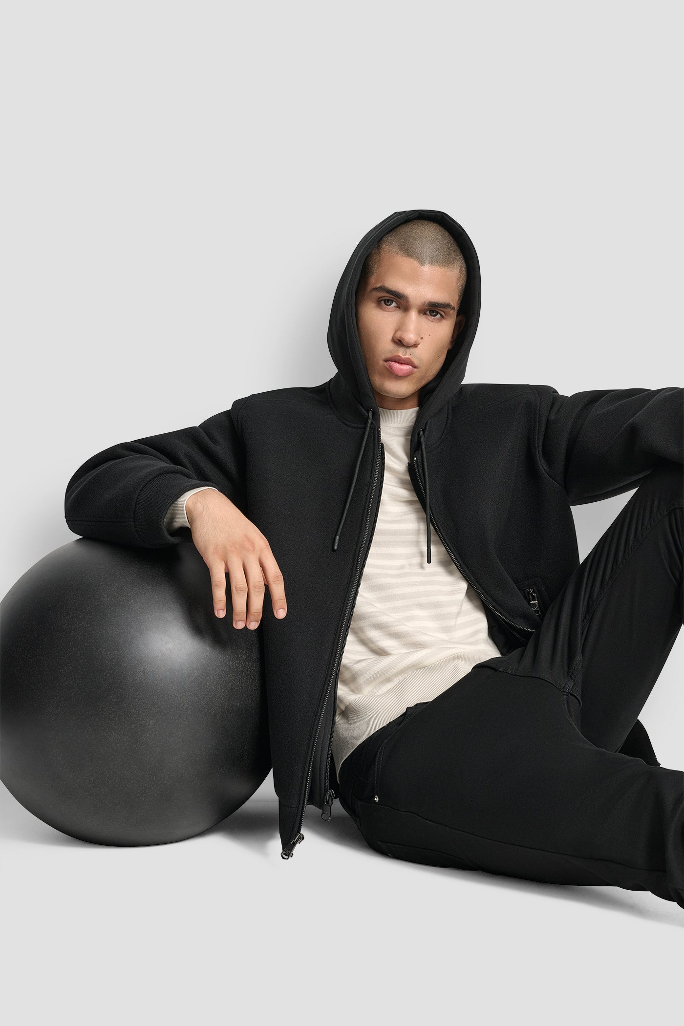 FAUX WOOL BOMBER WITH HOODED BIB VIEW 9 | Mens Coats and Jackets