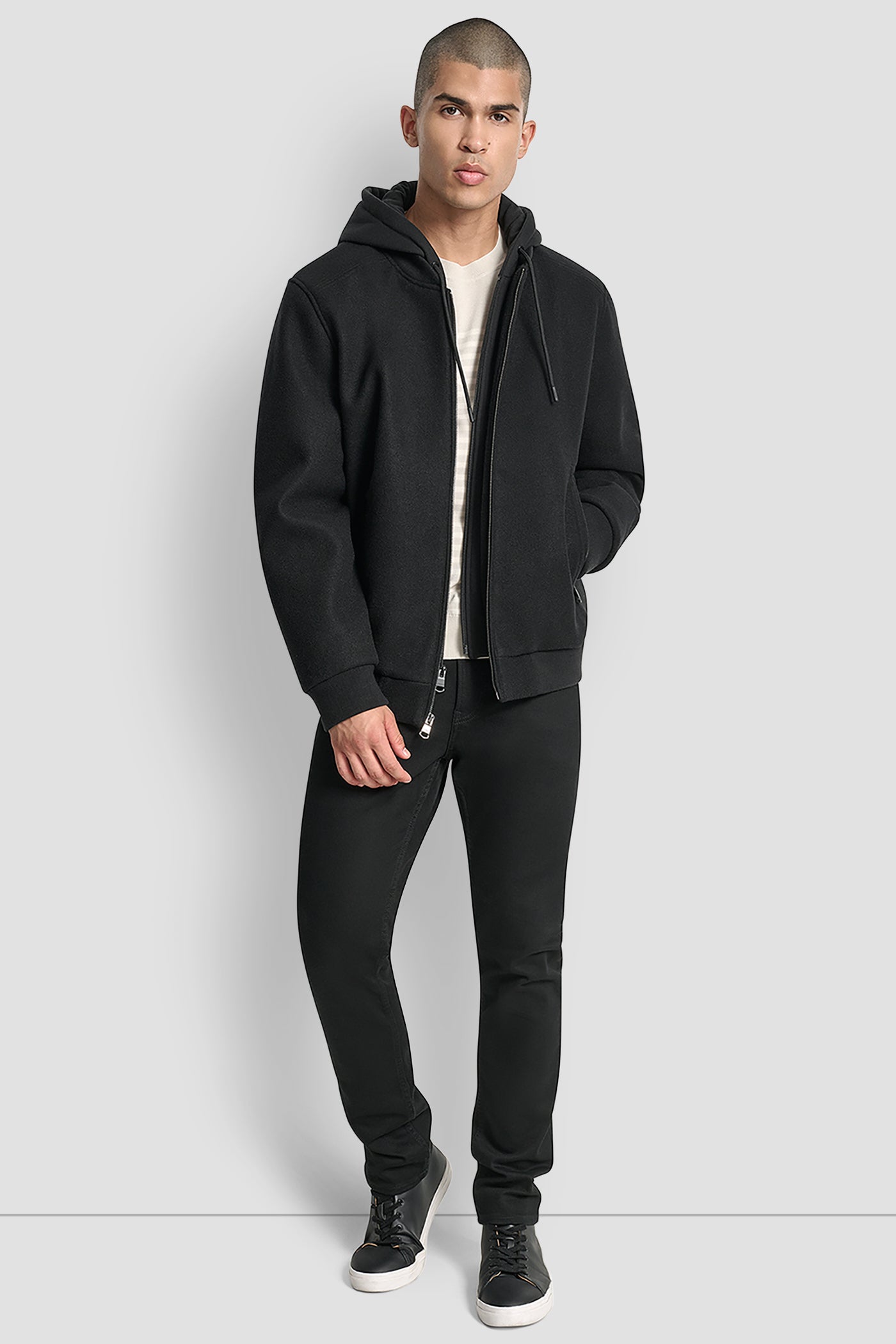 FAUX WOOL BOMBER WITH HOODED BIB VIEW 8 | Mens Coats and Jackets