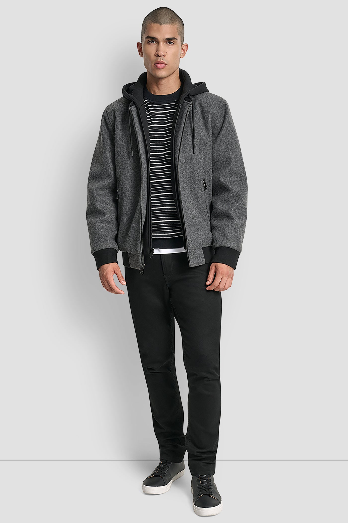 FAUX WOOL BOMBER WITH HOODED BIB VIEW 11 | Mens Coats and Jackets