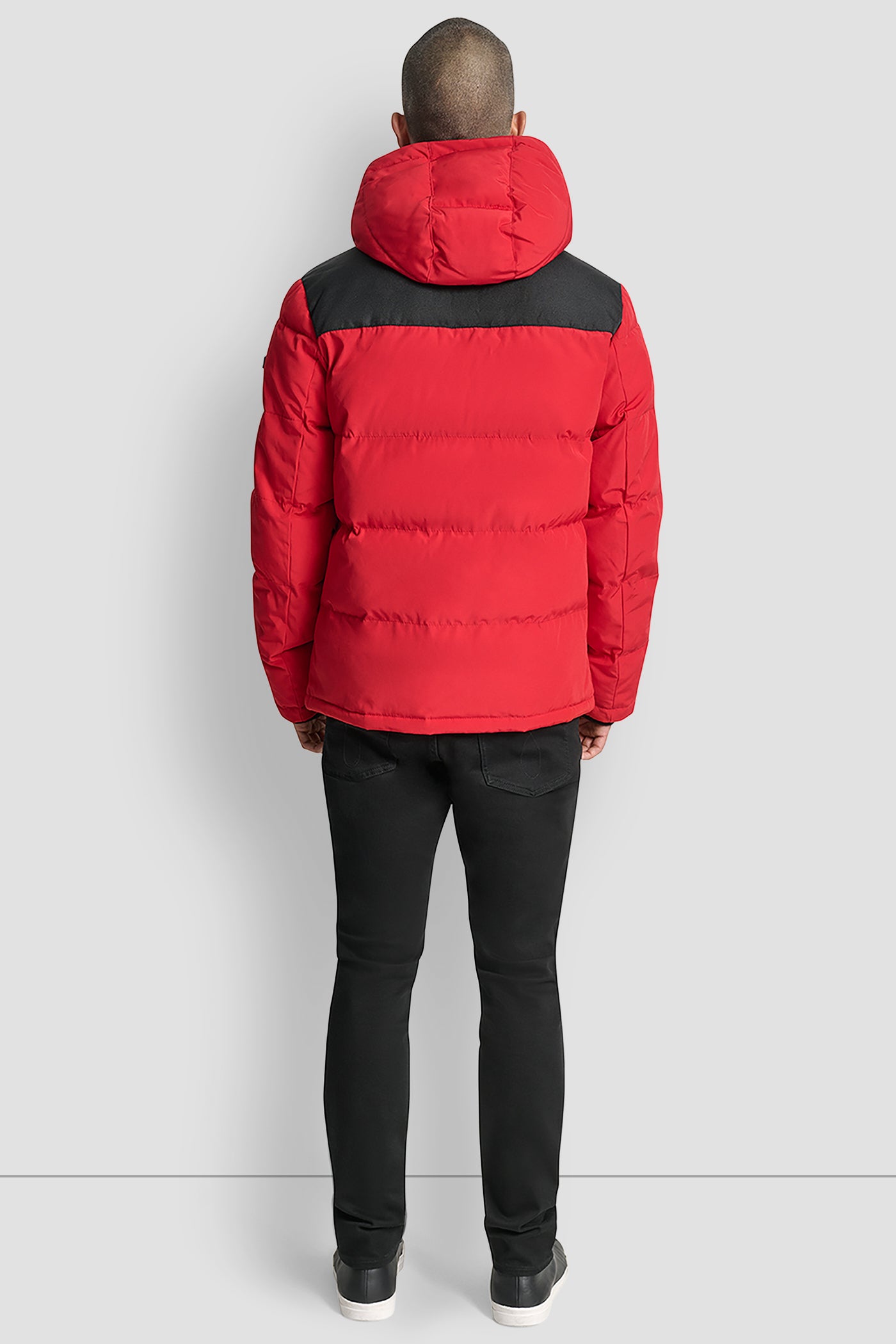 Red Logo Puffer, BACK VIEW | Mens Coats and Jackets