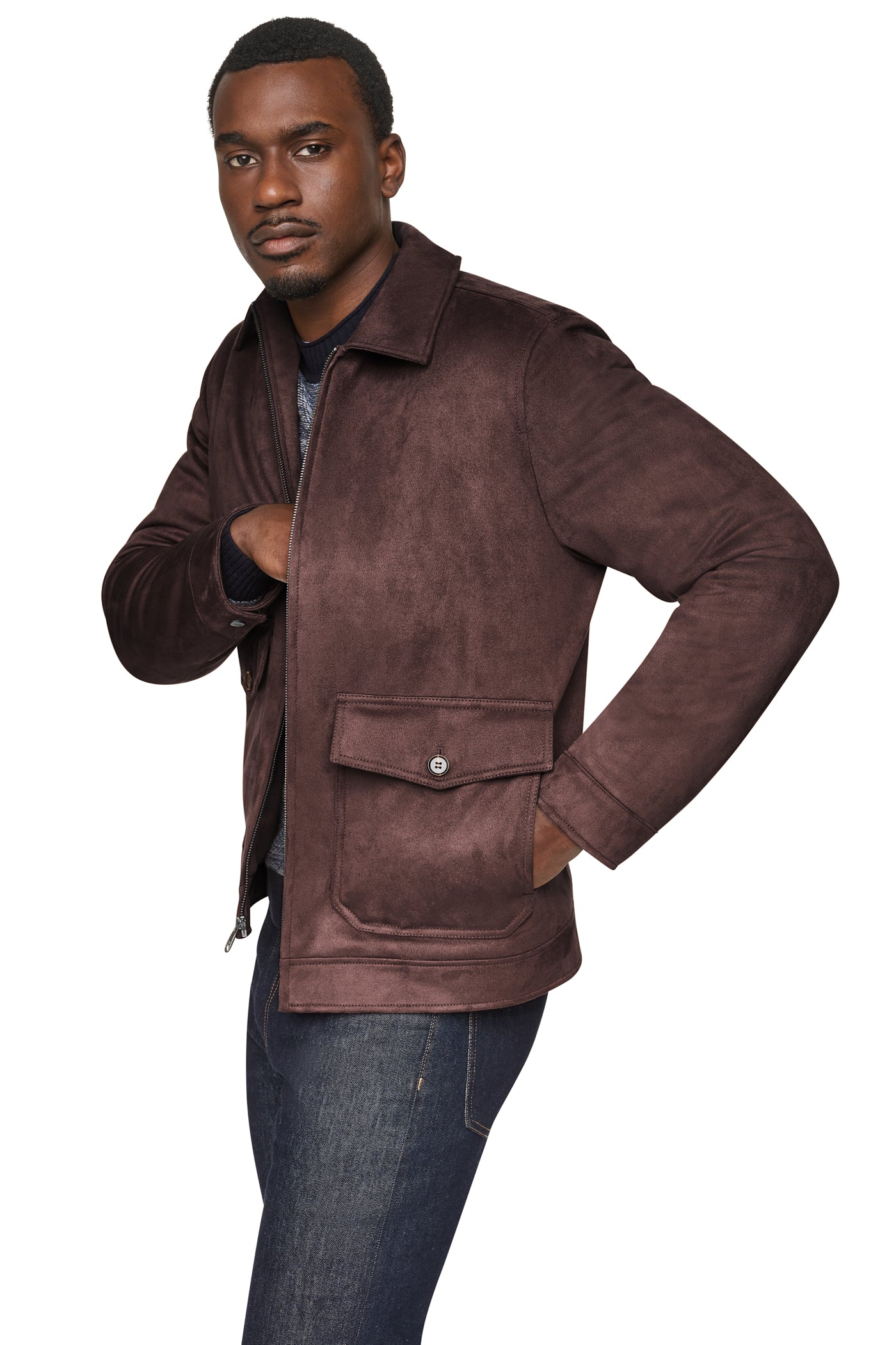 FAUX SUEDE TRUCKER JACKET VIEW 2