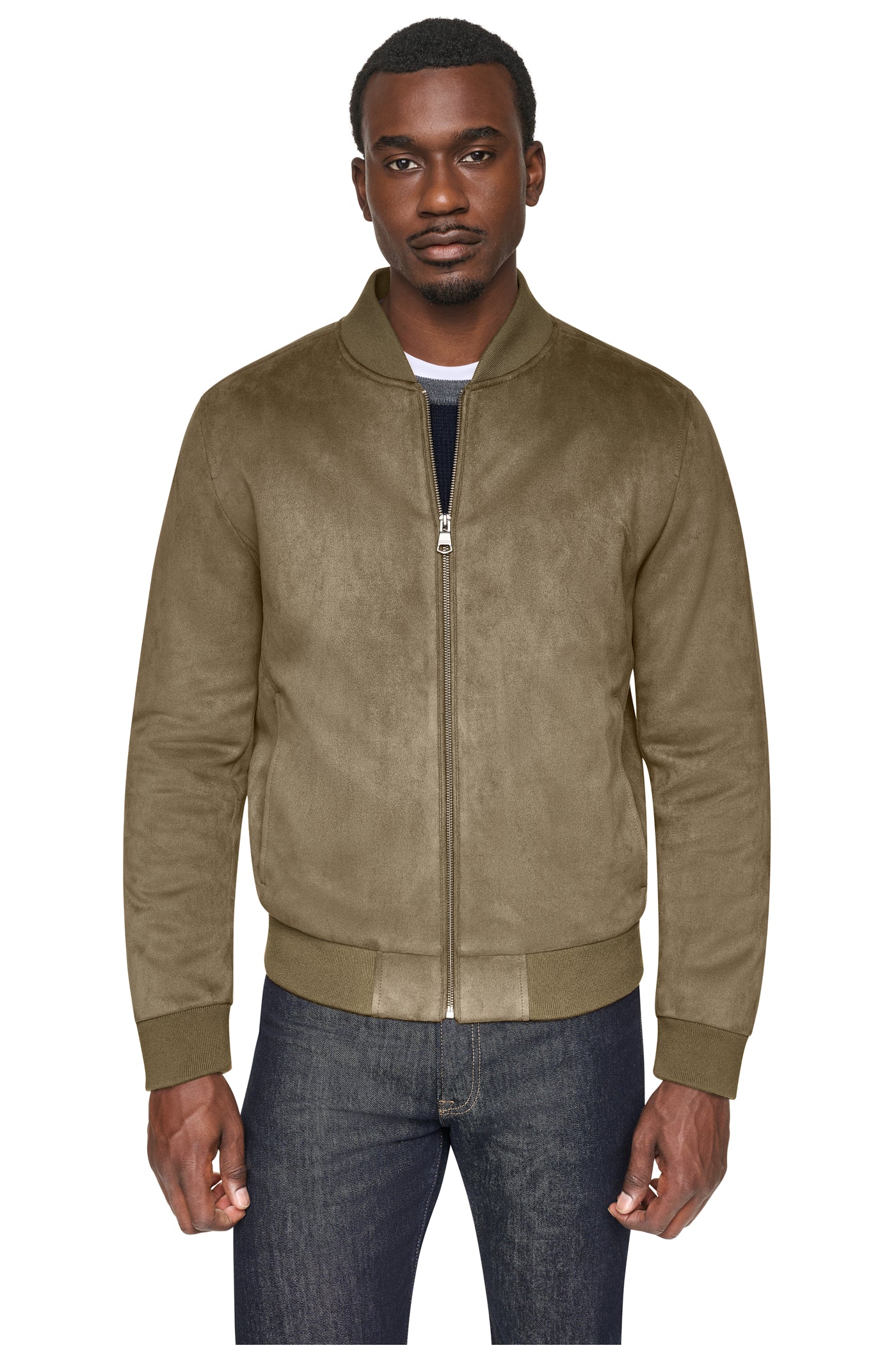 FAUX SUEDE BOMBER JACKET VIEW 1
