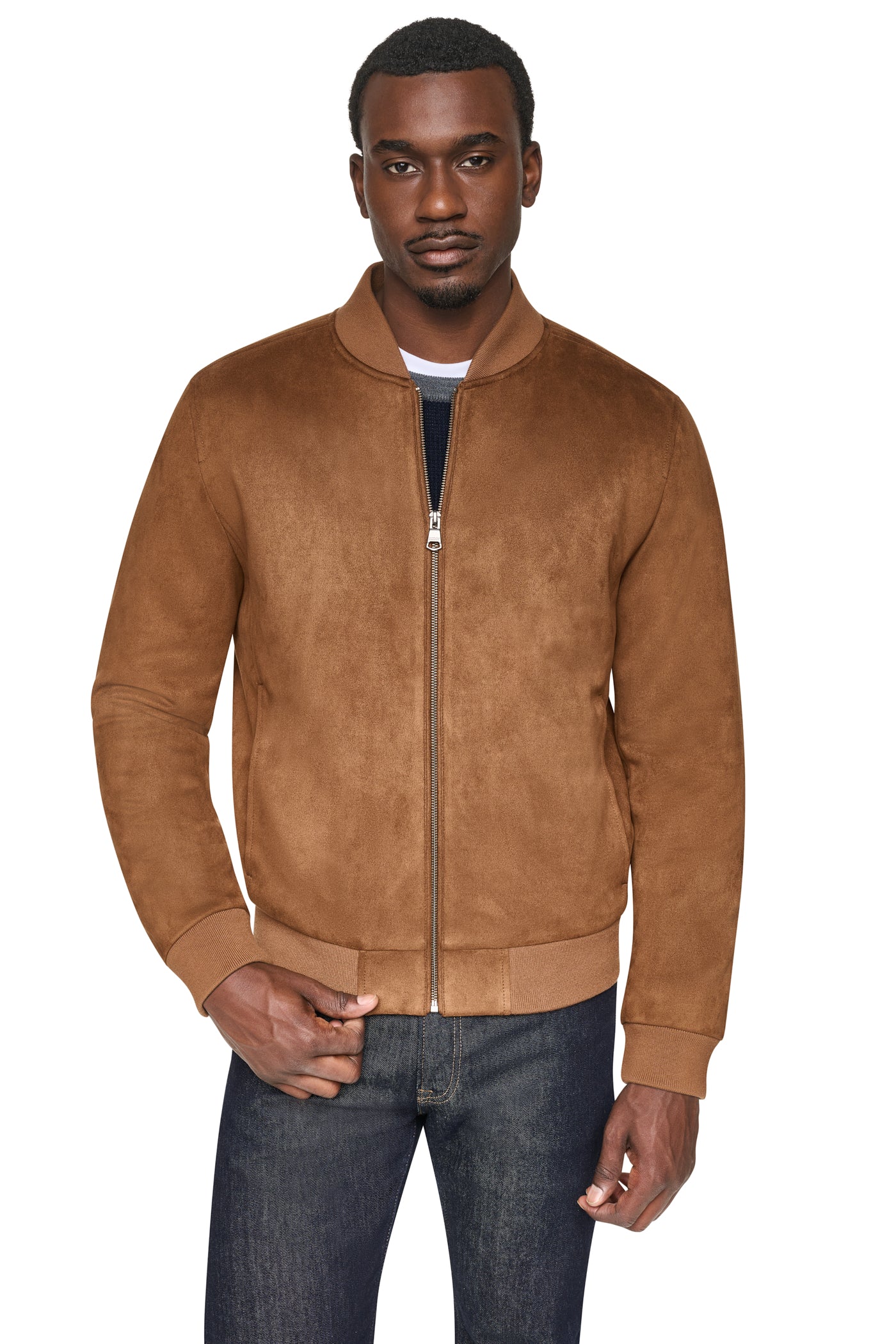 FAUX SUEDE BOMBER JACKET VIEW 1