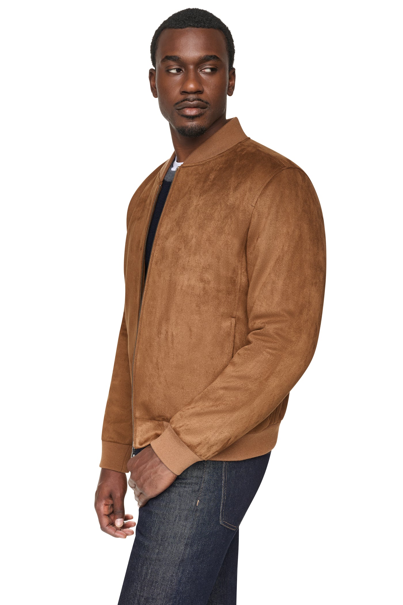 FAUX SUEDE BOMBER JACKET VIEW 2